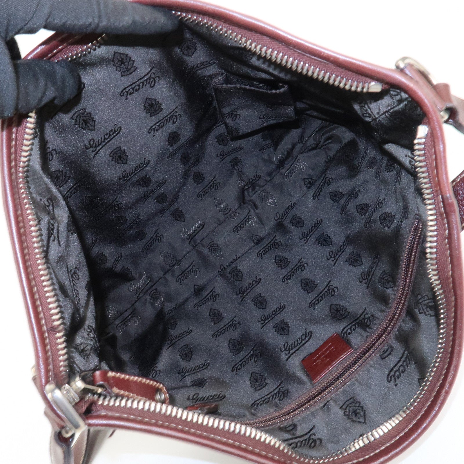 GUCCI Leather Shoulder Bag Crossbody Bag Bordeaux 190279 Used