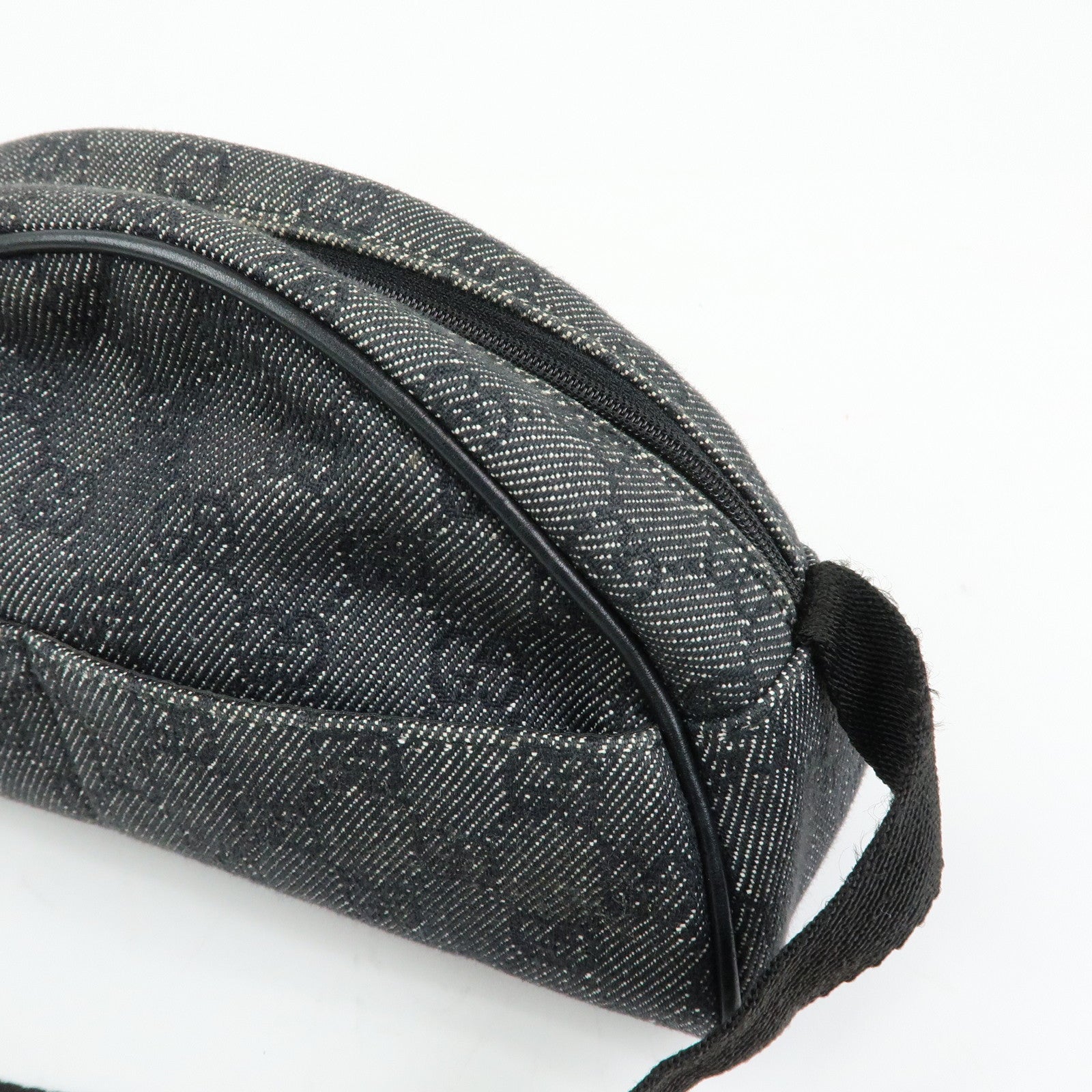 GUCCI Half Moon GG Denim Shoulder Bag Hand Bag Black 90781