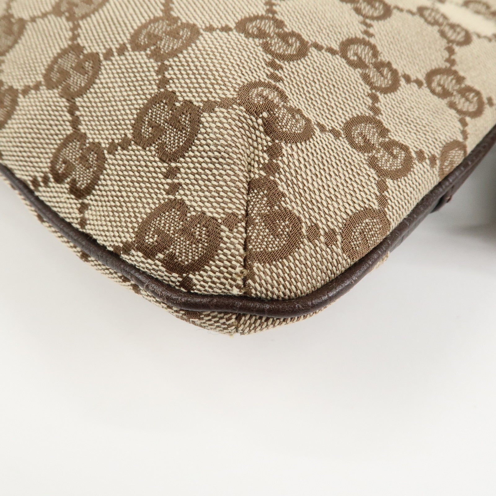 GUCCI Horsebit Sherry GG Canvas Leather Shoulder Bag Brown 17004