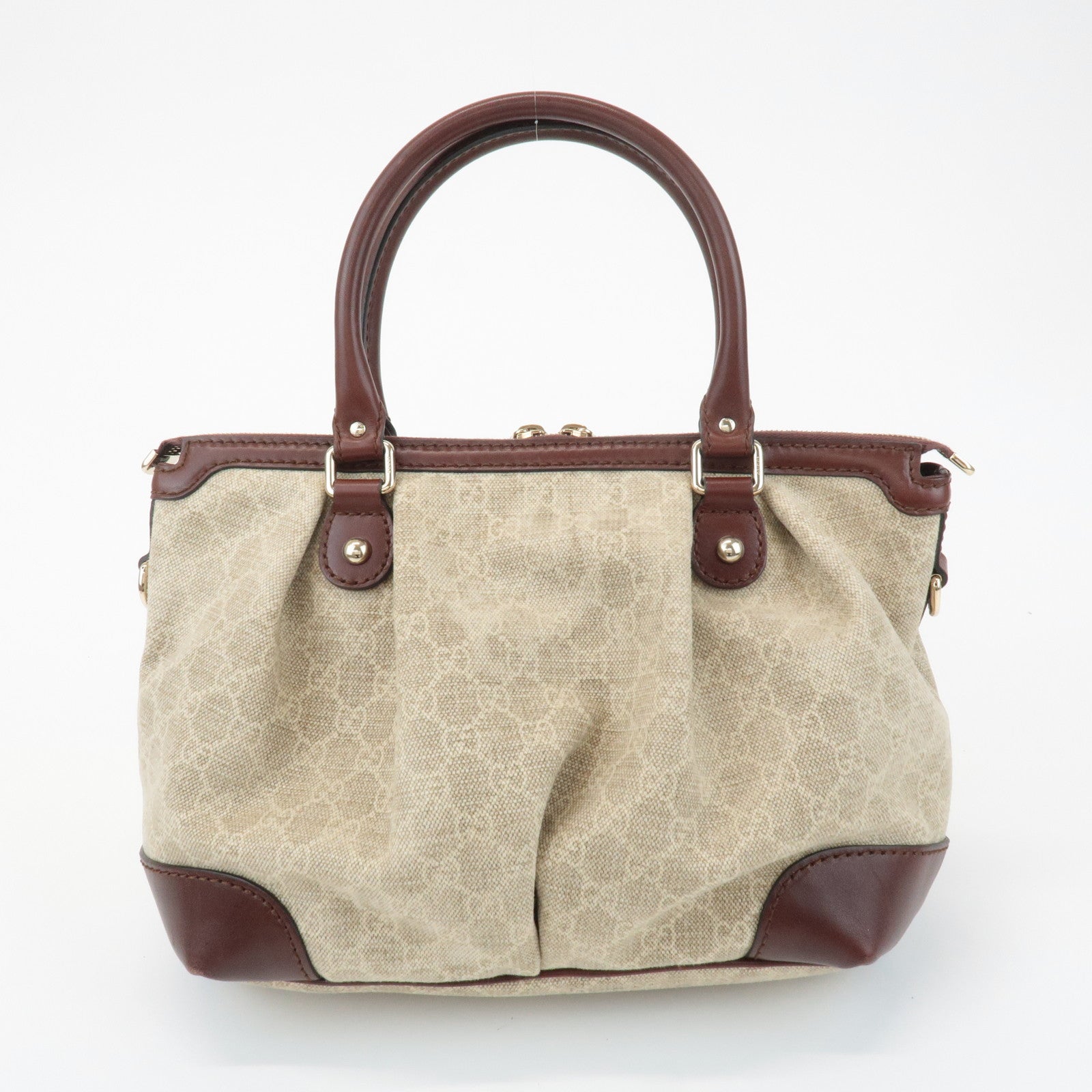 GUCCI Sukey GG Canvas Leather 2Way Bag Hand Bag Beige Brown 247902 Used