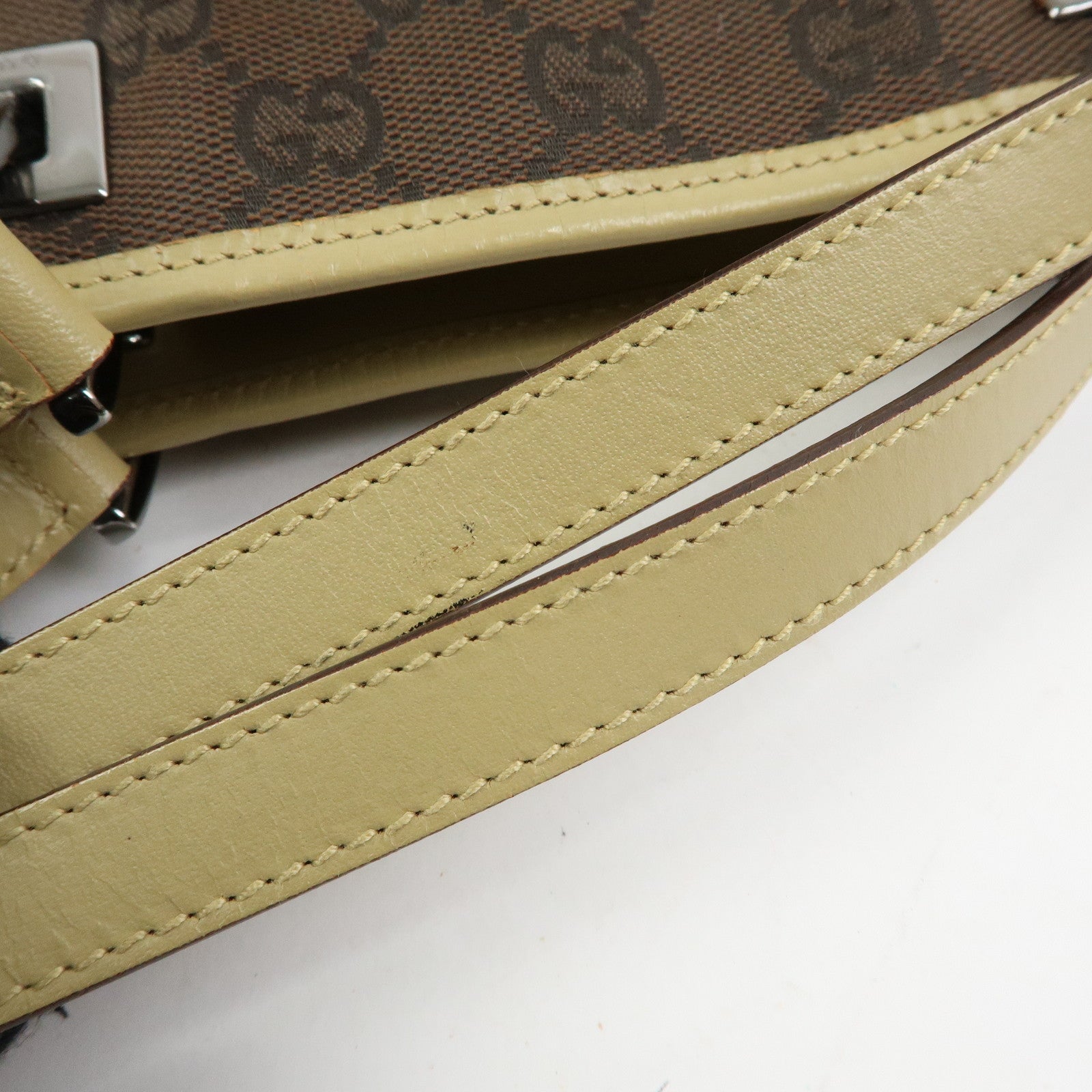 GUCCI GG Canvas Leather Tote Bag Shoulder Bag Brown Beige 31244