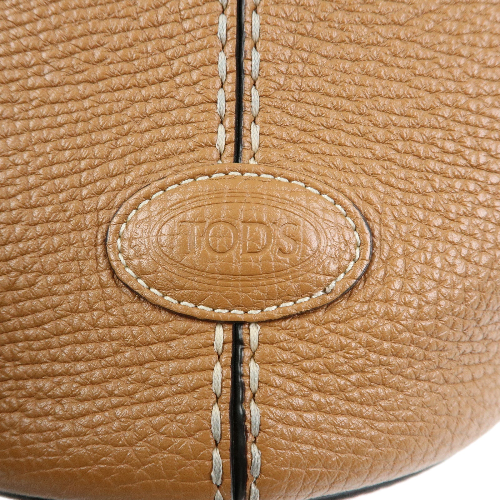TOD'S T Timeless Leather 2Way Drawstring Bag Hand Bag Light Brown