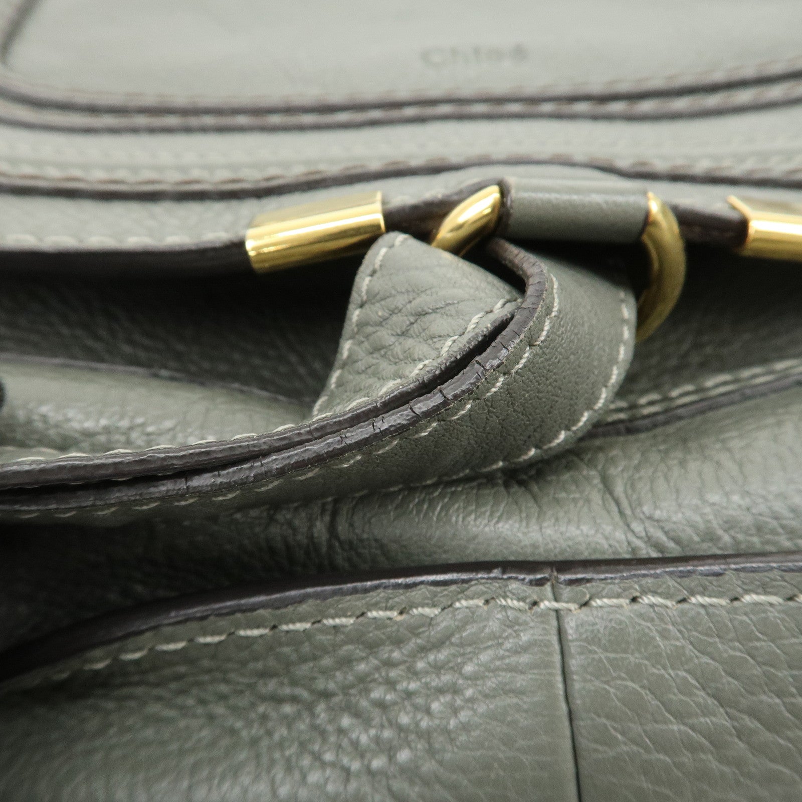 Chloe Marcie Leather Tote Bag Shoulder Bag Hand Bag Gray