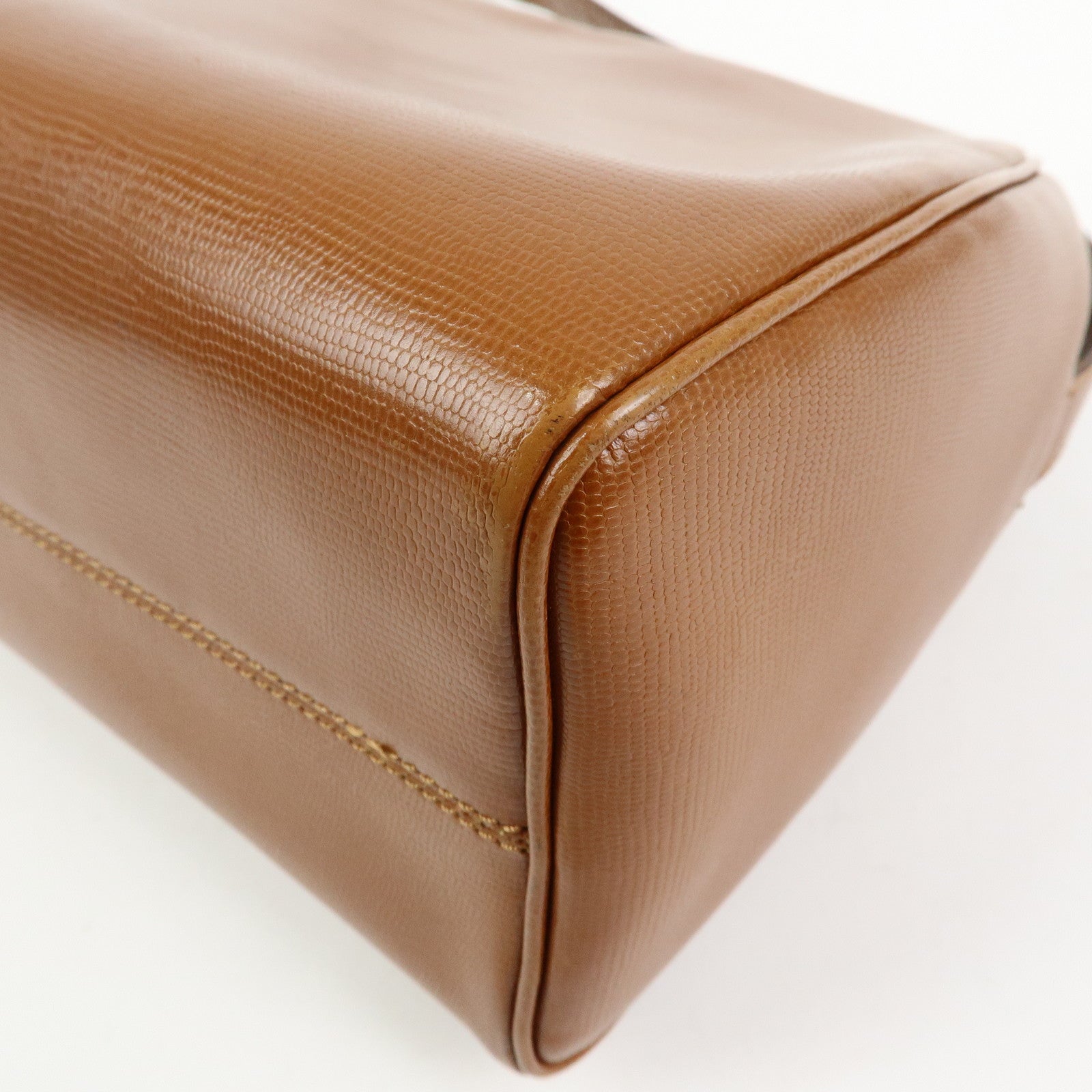 CELINE Ring Logo Leather Shoulder Bag Crossbody Bag Camel