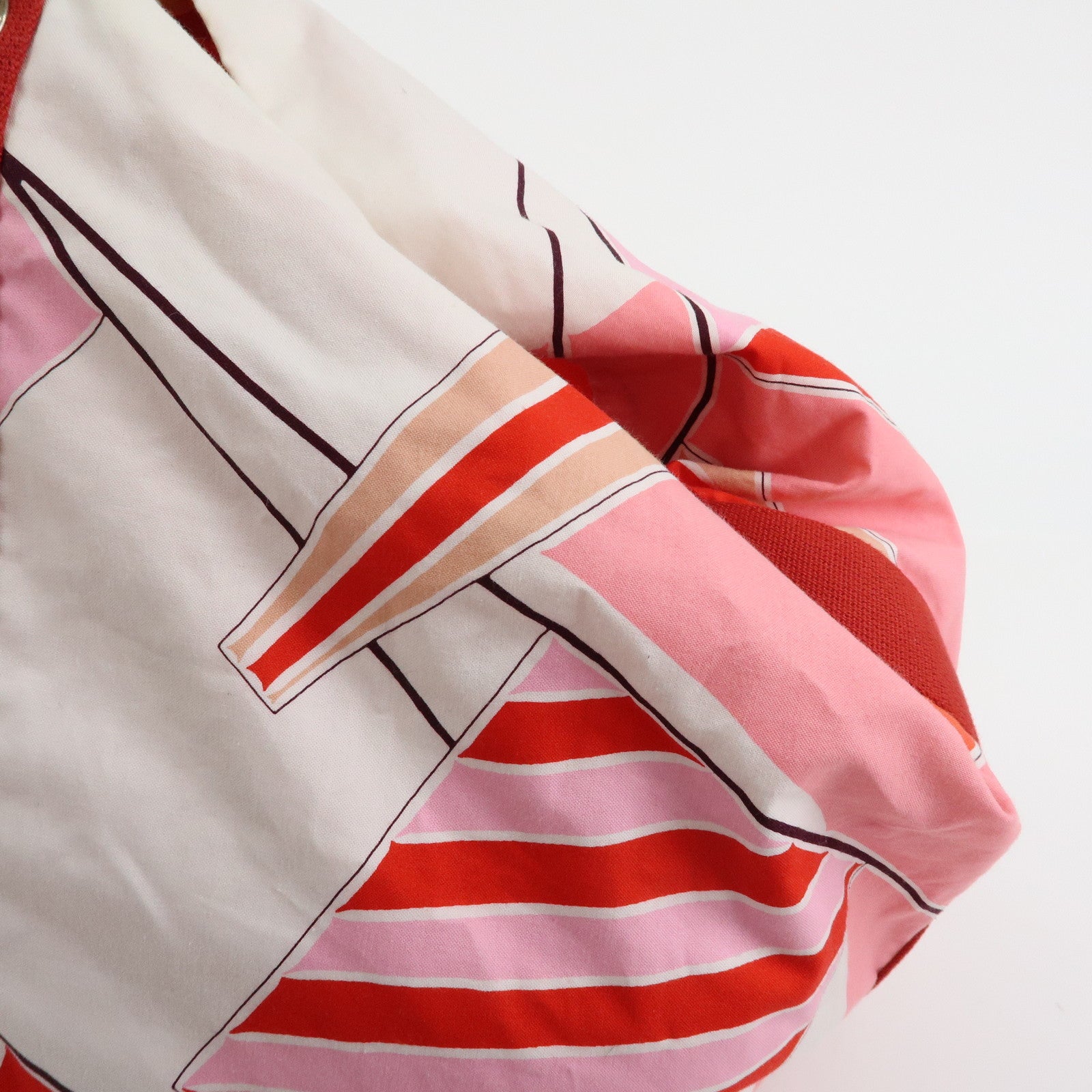 HERMES Cotton Beach Bag Cabas Drapeaux Au Vent Pink Red