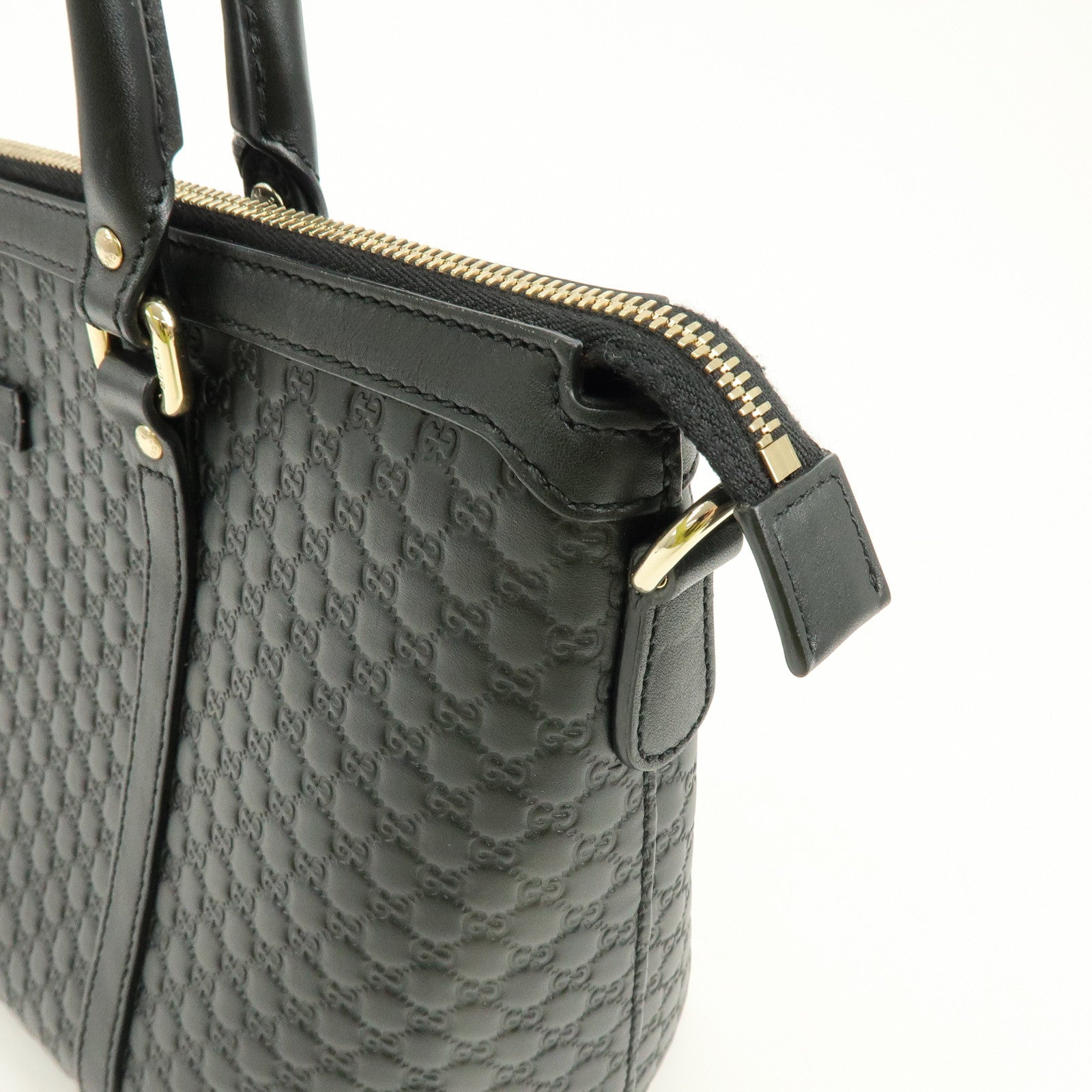 GUCCI Micro Guccissima Leather 2Way Bag Hand Bag Shoulder Bag Black