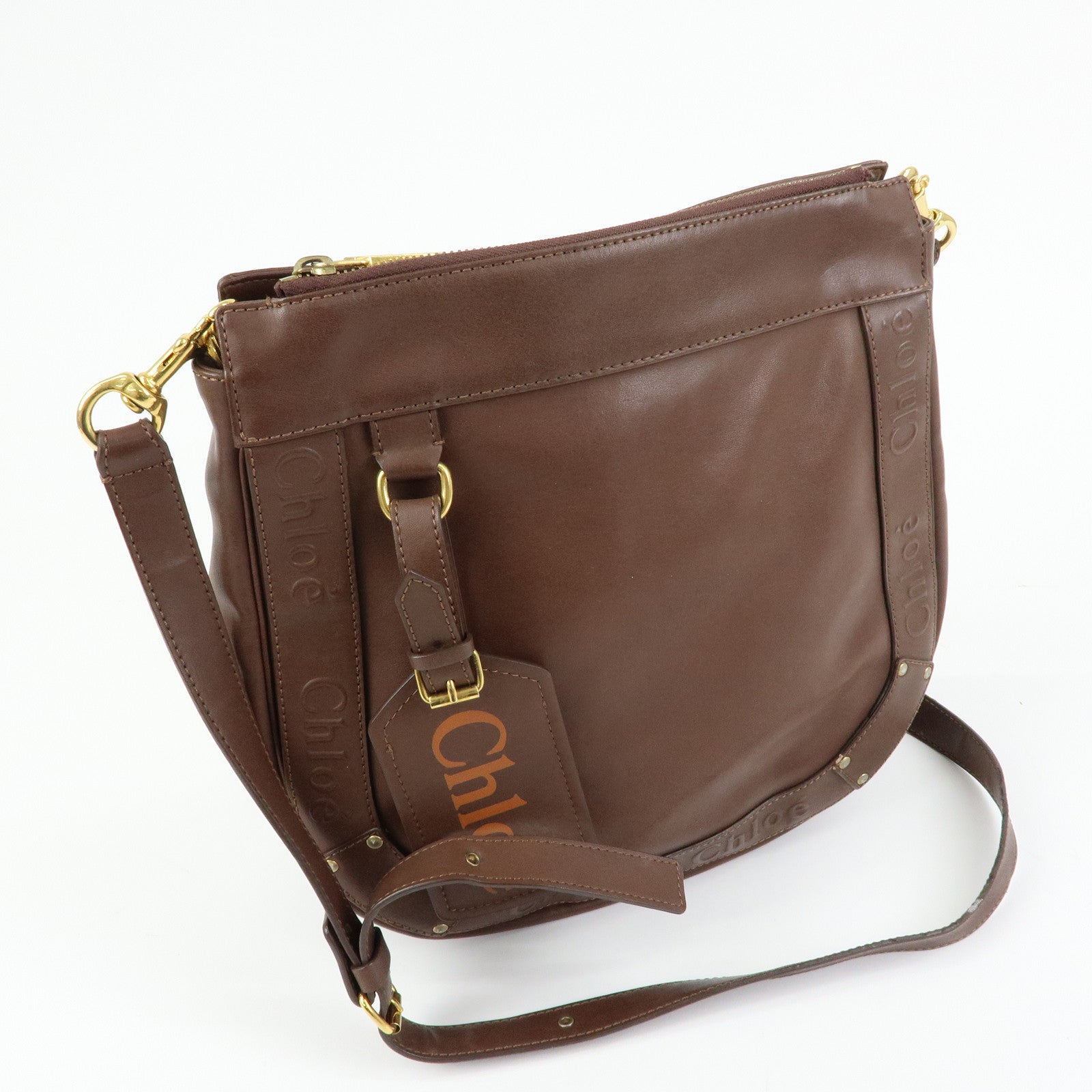 Chloe Eden Leather Shoulder Bag Crossbody Bag Brown