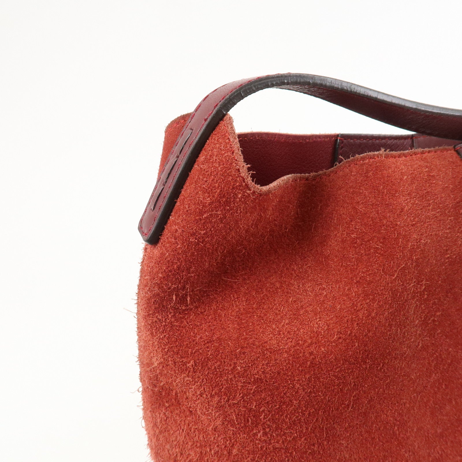 LOEWE Anagram Suede Leather 2Way Bag Shoulder Hand Bag Red 061307