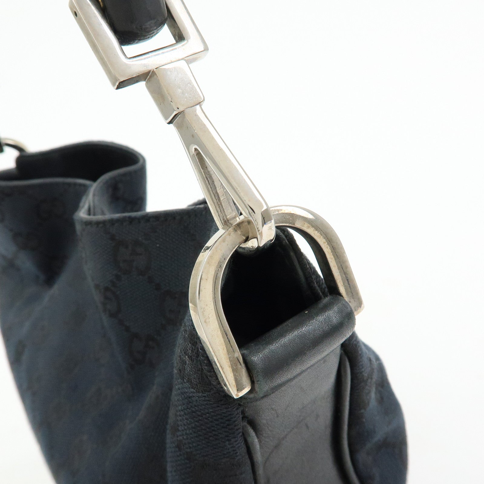 GUCCI Bamboo GG Canvas Leather Shoulder Bag Black 001・4095・001553