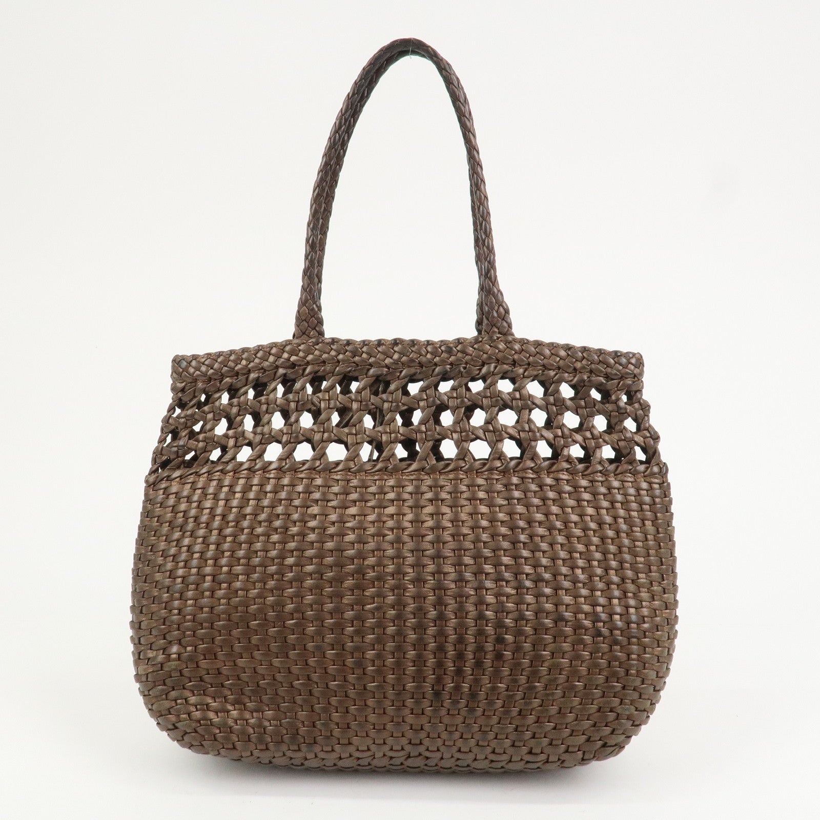 Ferragamo Gancini Logo Leather Tote Bag Shoulder Bag Brown