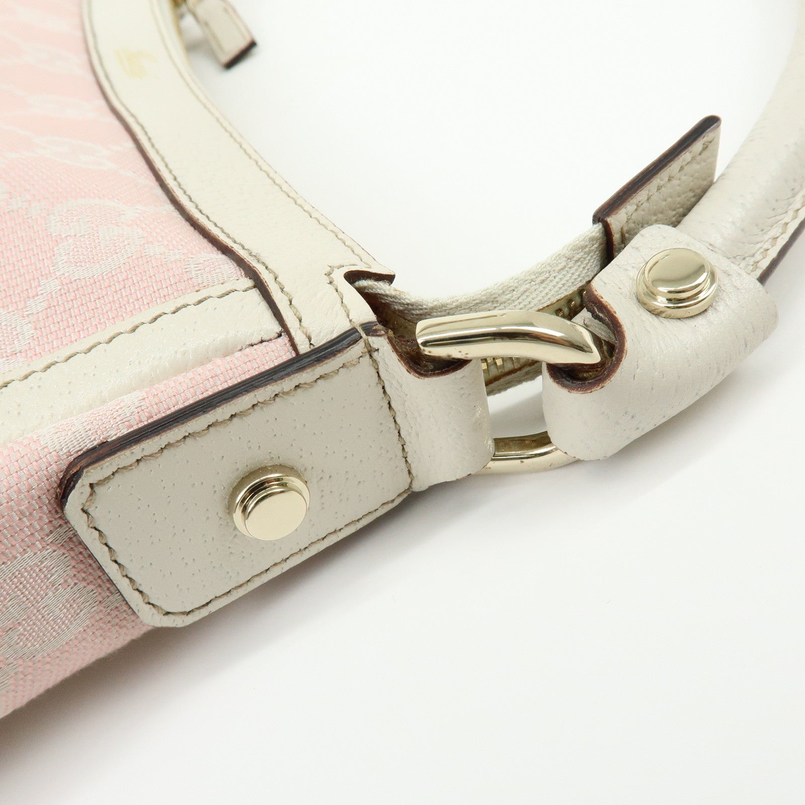 GUCCI GG Canvas Leather Shoulder Bag Hand Bag Pink White 146244