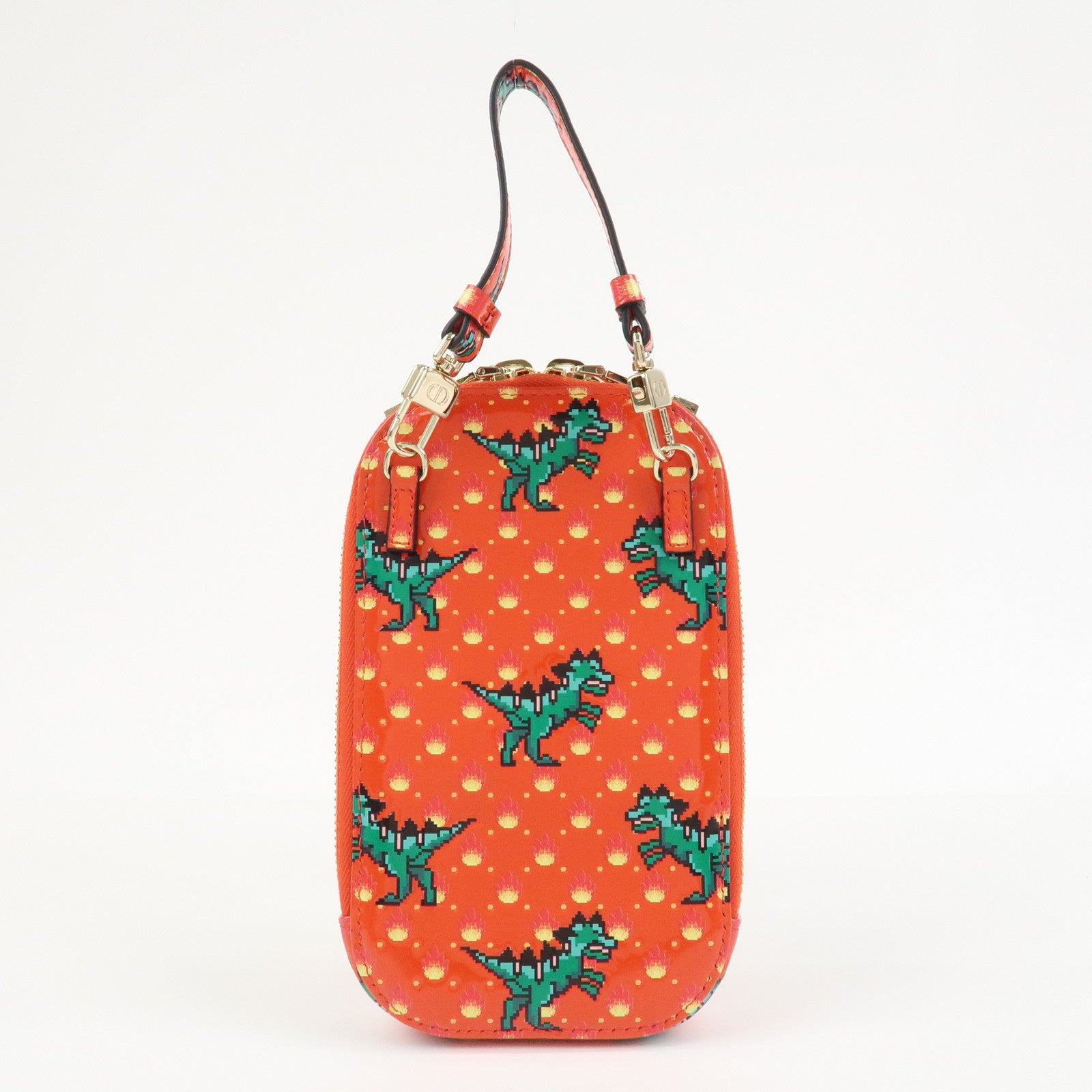 Christian Dior Dinosaur Motif Patent Leather Hand Bag Shoulder Bag