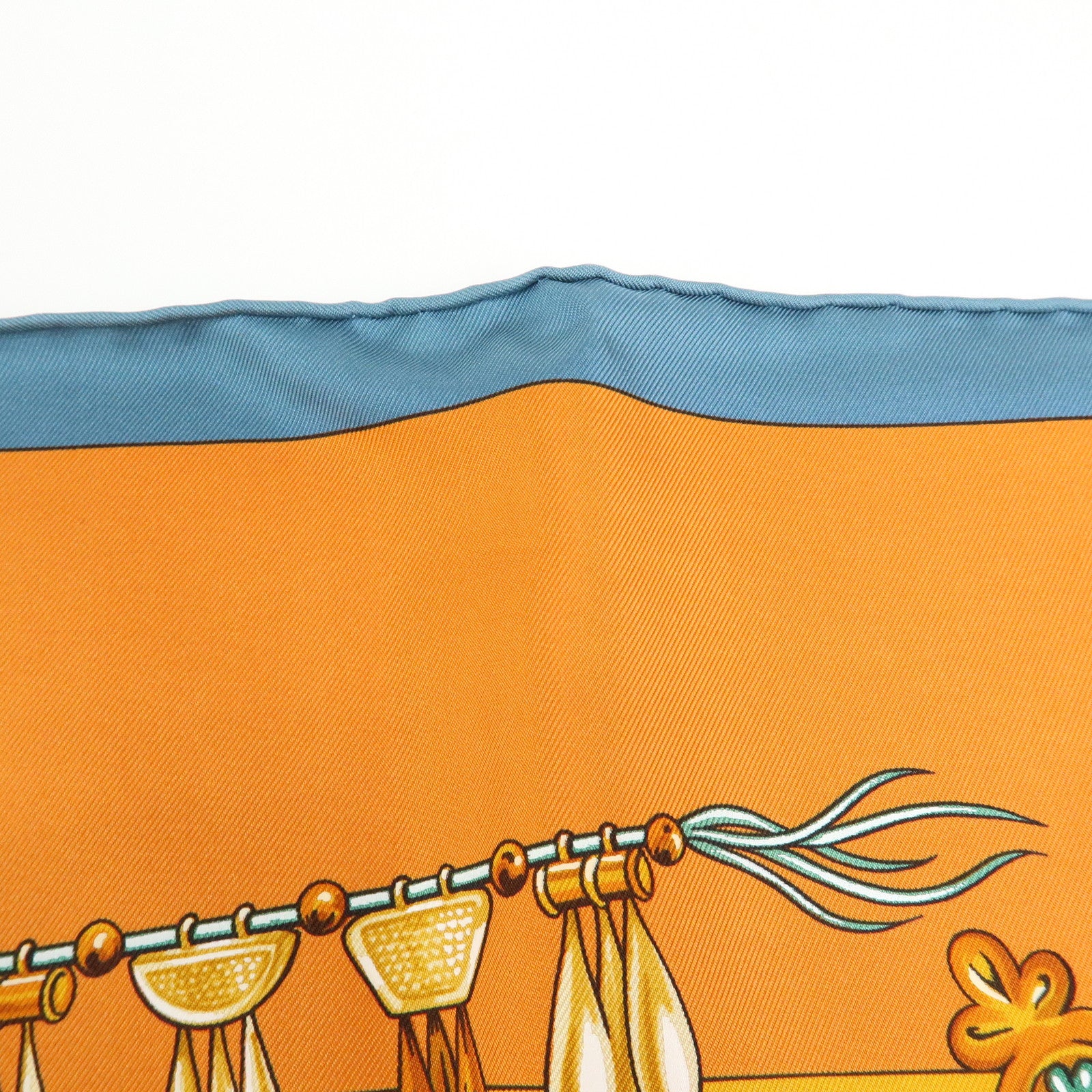 HERMES Carre 90 Silk 100% PARURES DES SABLES Scarf Orange
