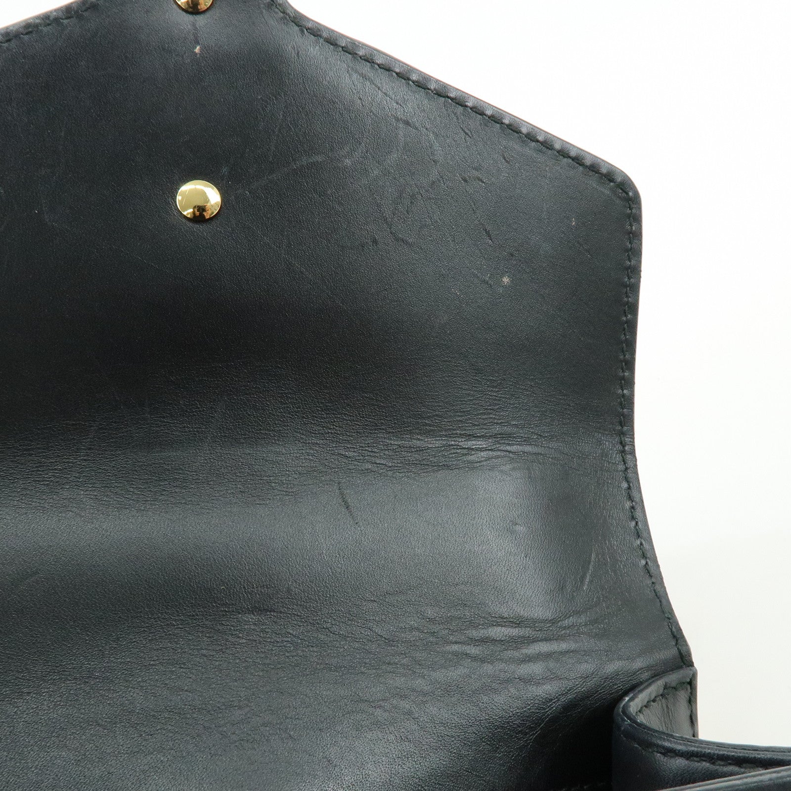 GUCCI Sylvie Sherry Leather Chain Shoulder Bag Black 431666