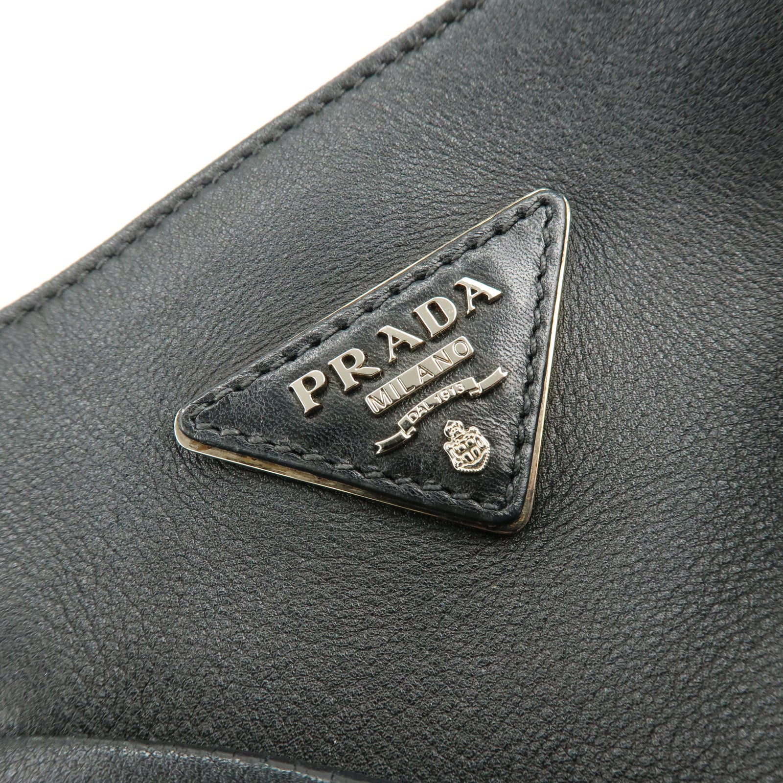 PRADA Triangle Logo City Calf Leather 2Way Bag Bucket Bag Black