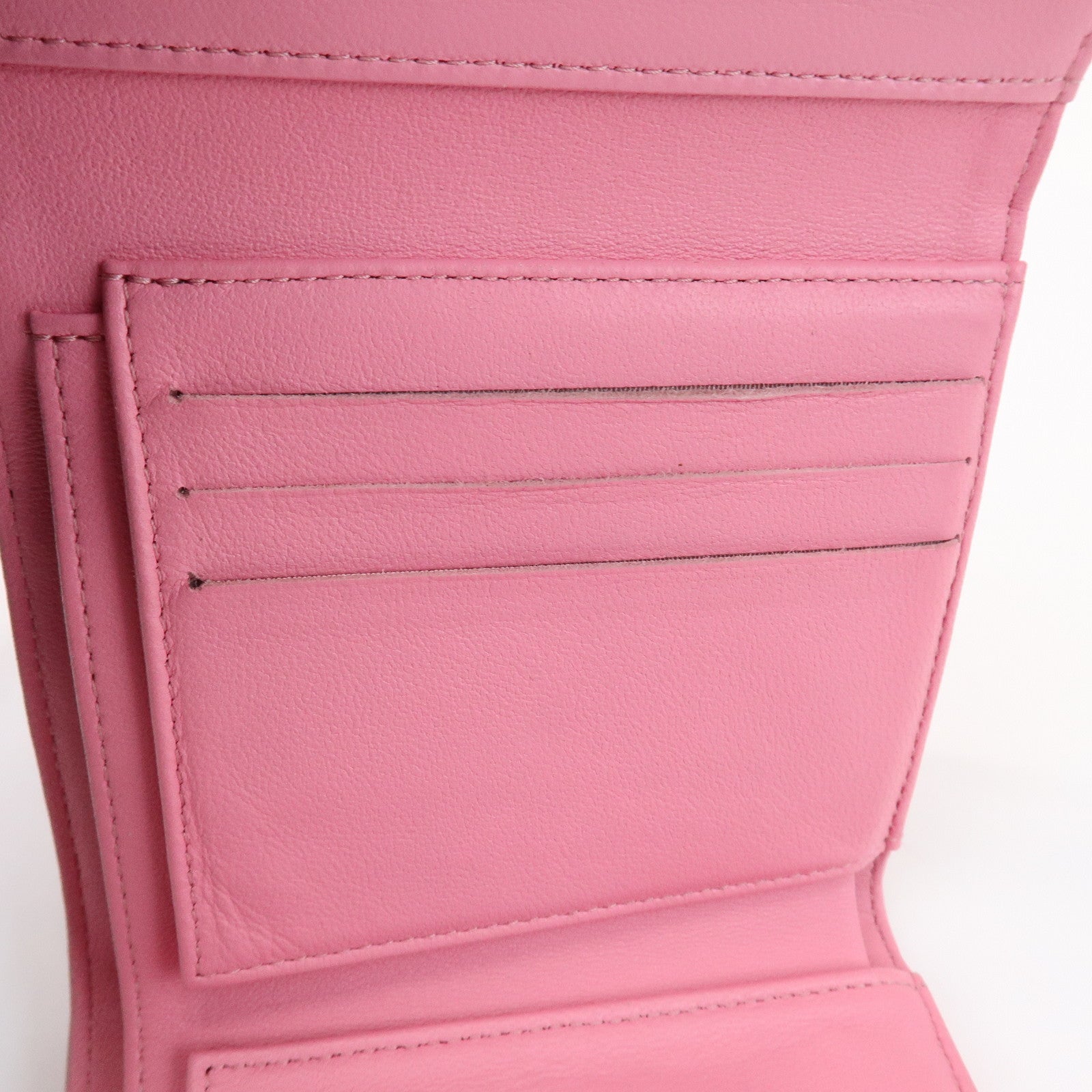 CHANEL Matelasse Lamb Skin Small Tri-Fold Wallet Pink AP0231