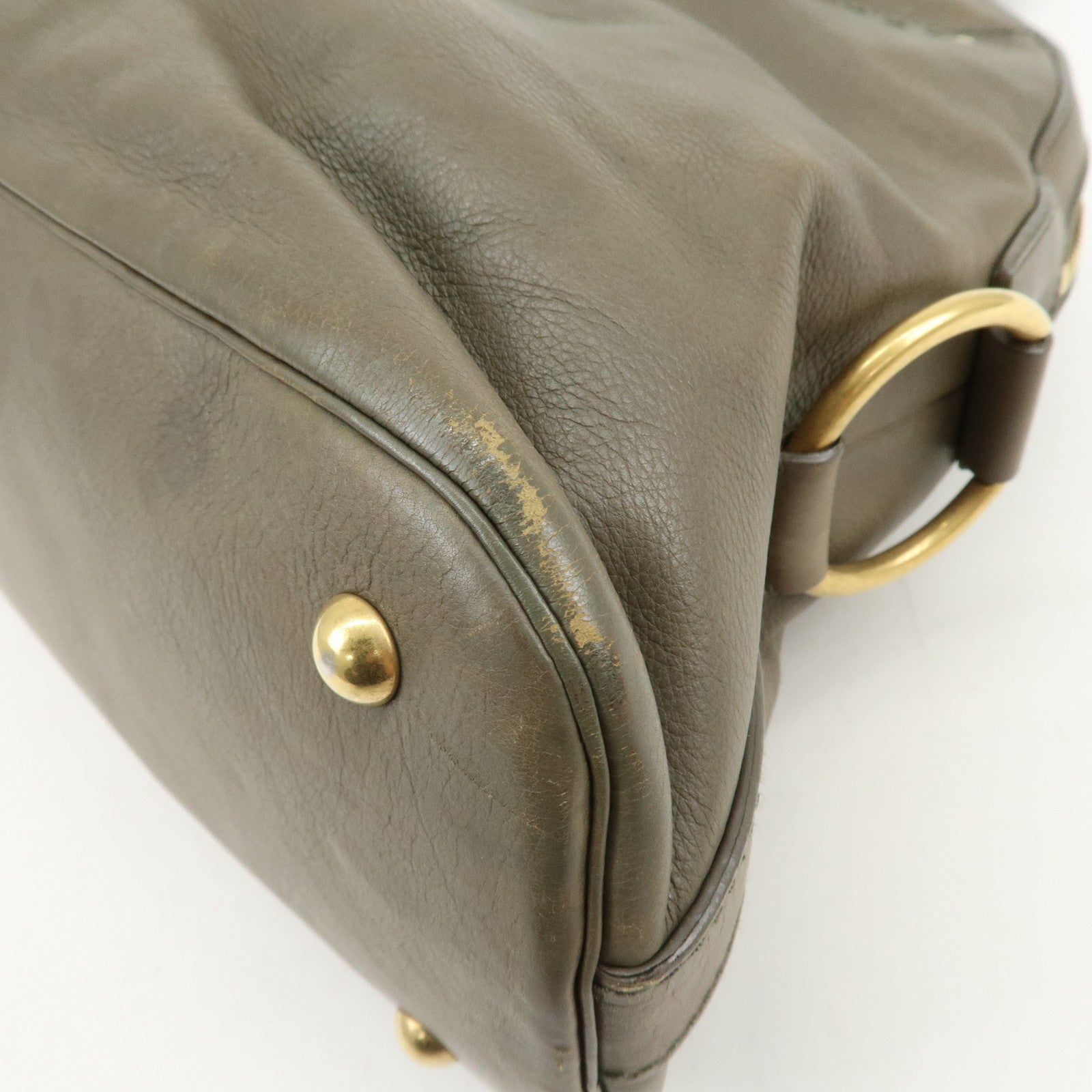 SAINT LAURENT PARIS Muse Leather Shoulder Bag Khaki 156464