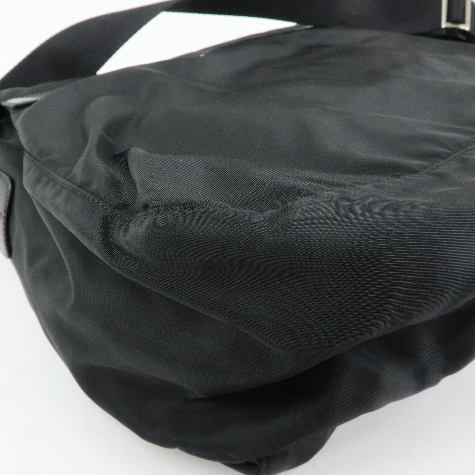 PRADA Triangle Logo Nylon Leather Shoulder Bag Crossbody Bag Black