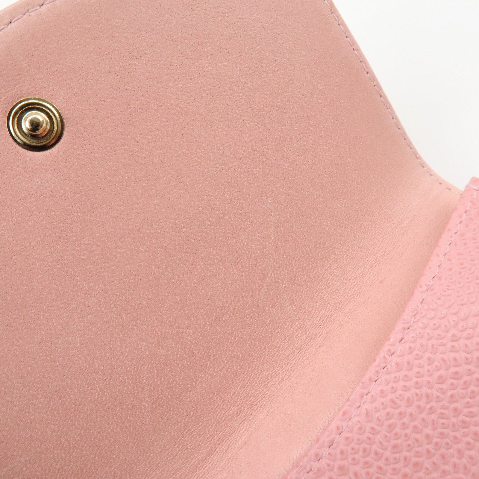 CHANEL COCO Mark Caviarskin Bi-fold Wallet Compact Wallet Pink