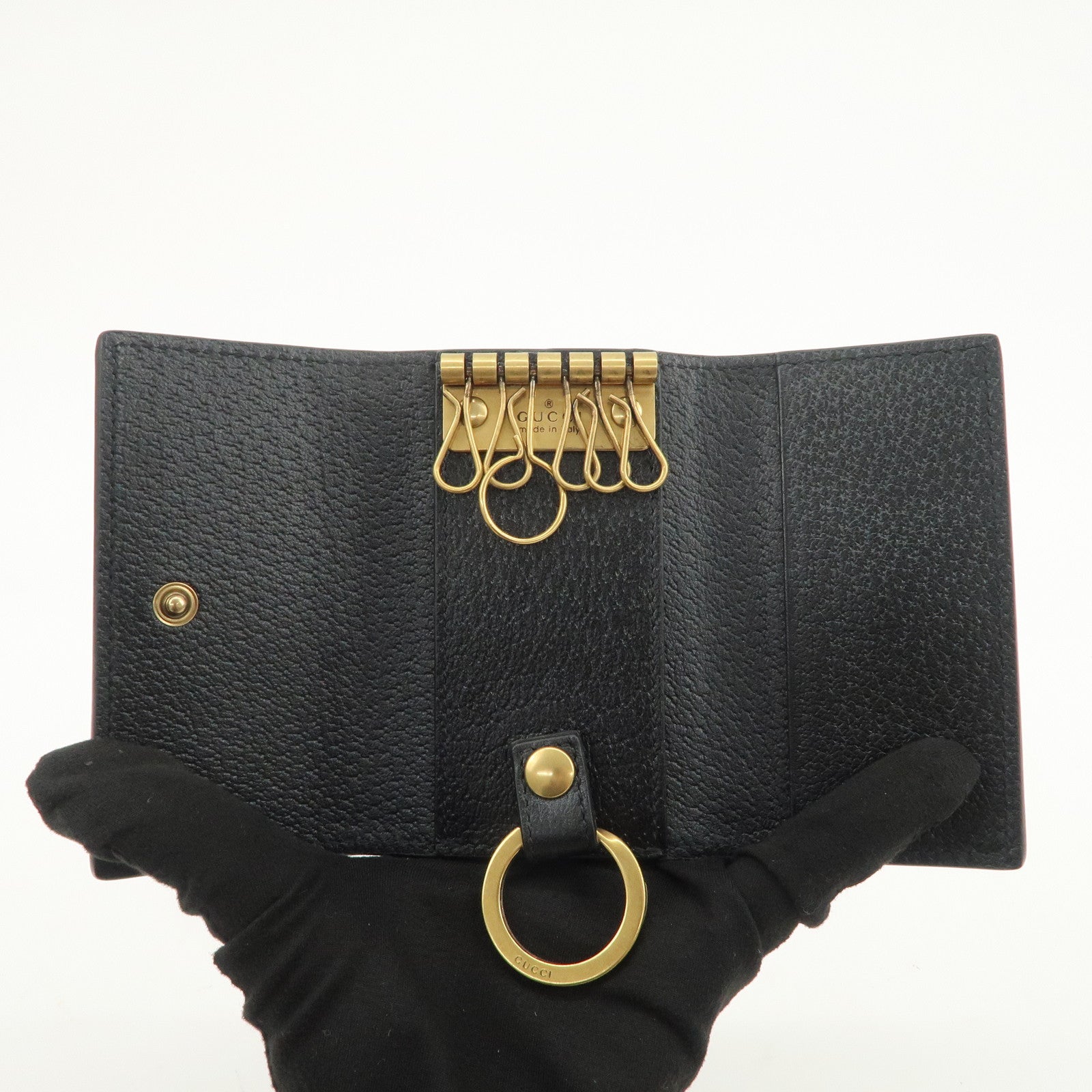 GUCCI GG Marmont Leather 6 Rings Key Case Black 435305