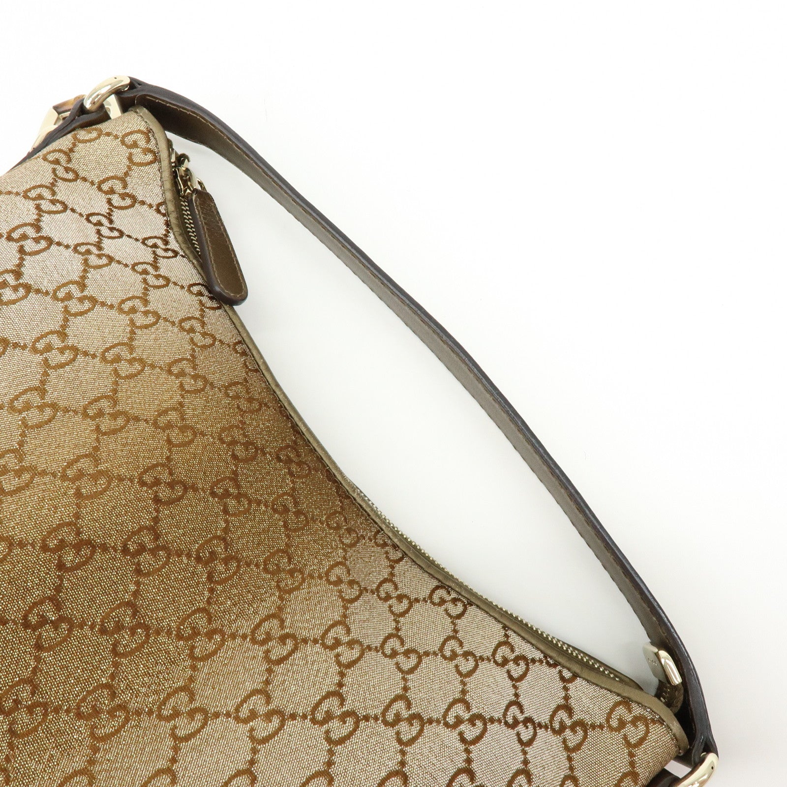 GUCCI Bamboo Lovely Heart Horsebit Shoulder Bag Beige Khaki 269959