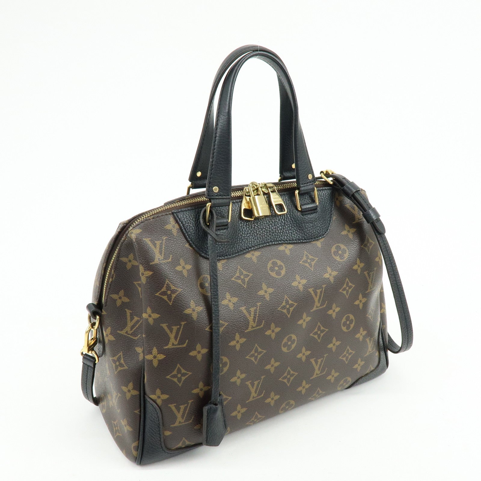 Louis Vuitton Monogram Canvas Leather Retiro Hand Bag Brown M50058
