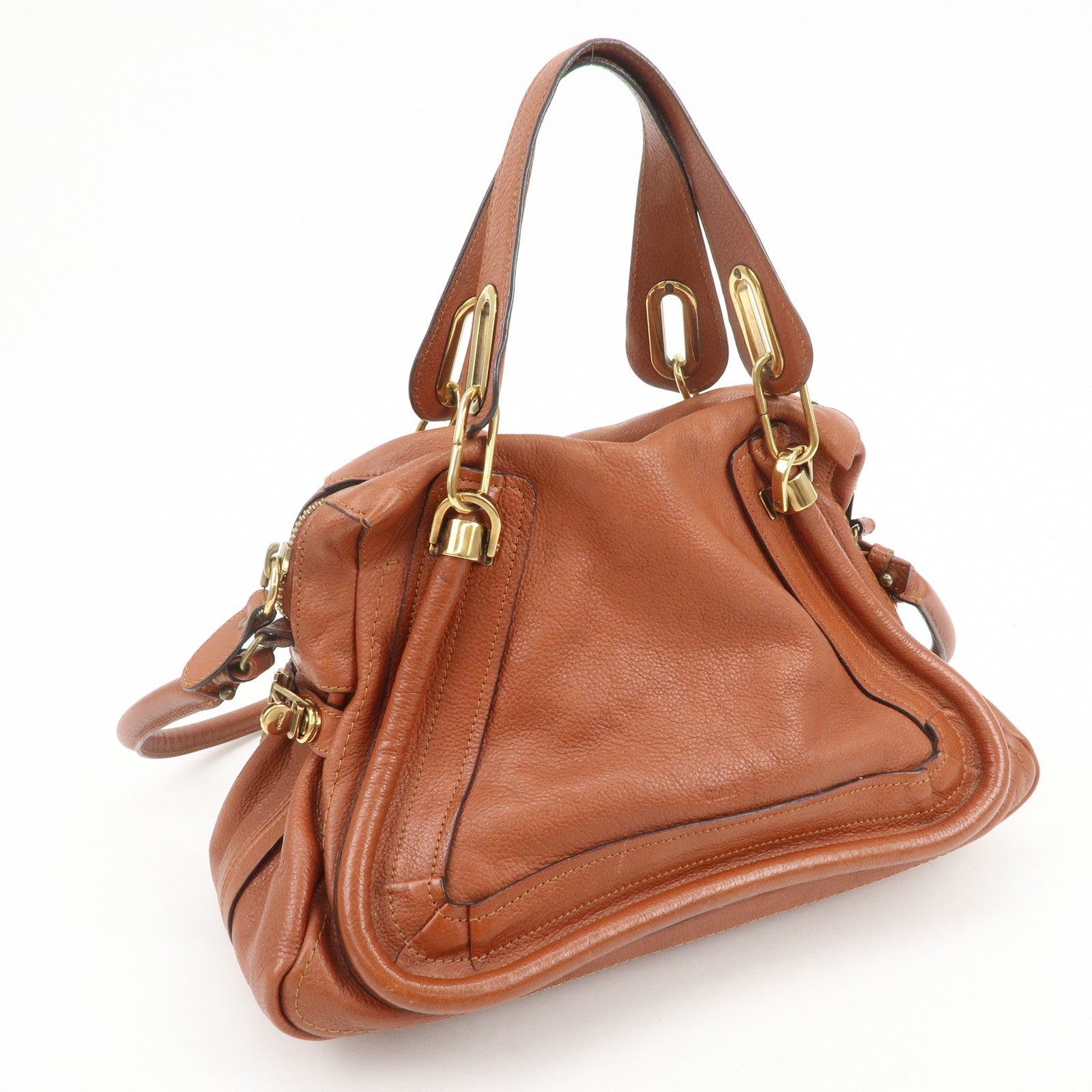 Chloe Paraty Leather 2Way Bag Shoulder Bag Hand Bag Brown