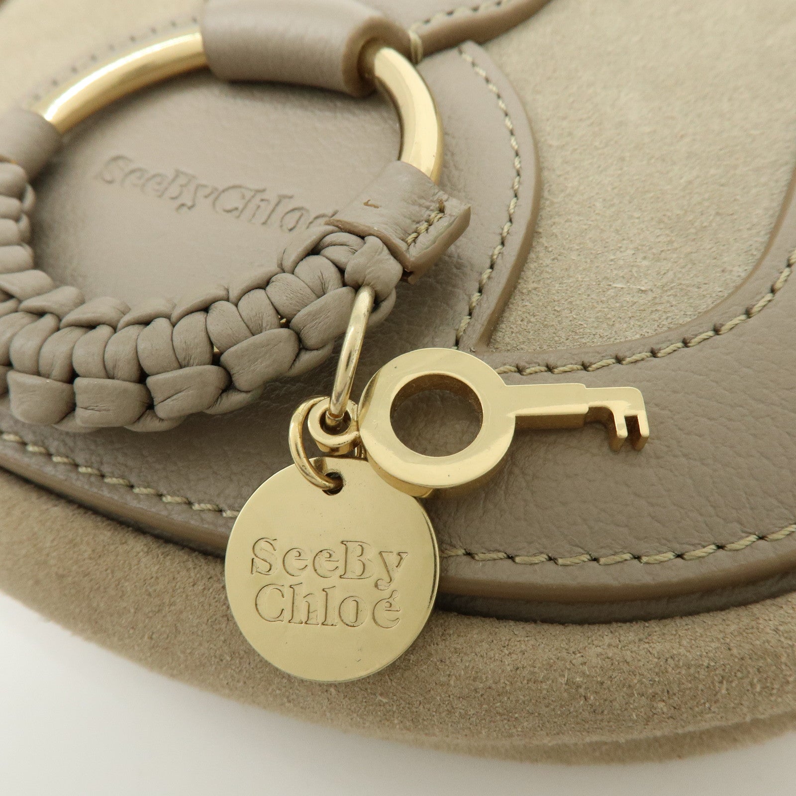 Chloe See By Chloe Hana Suede Leather Shoulder Crossbody Bag Greige