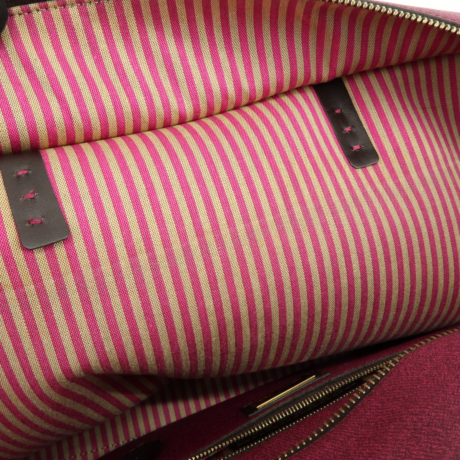 FENDI Zucca PVC Leather Tote Bag Shoulder Bag Brown Pink 8BH185