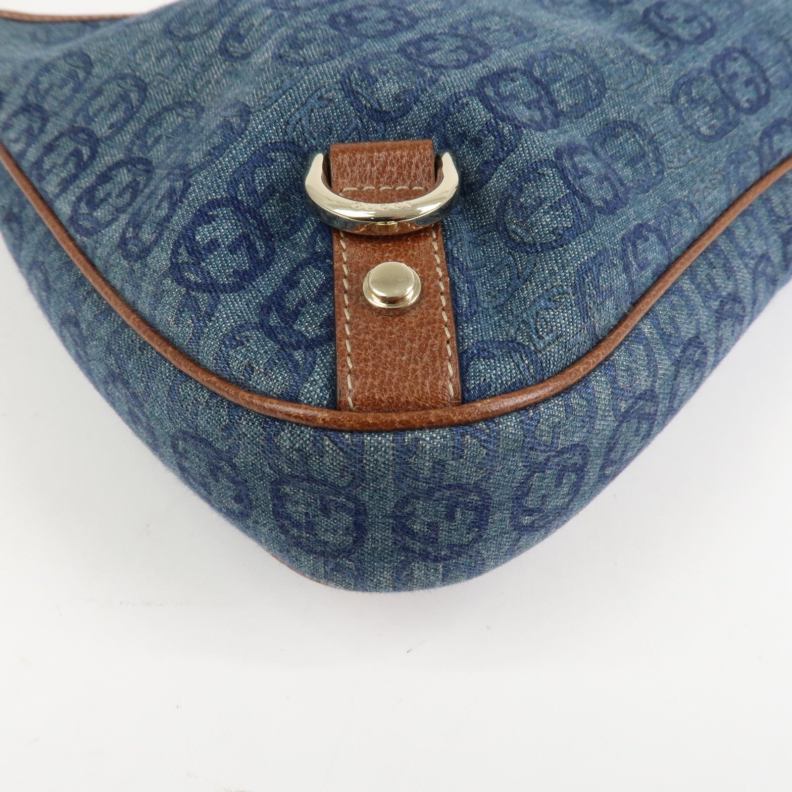 GUCCI Interlocking G Abbey GG Denim Shoulder Bag Brown Denim 130738