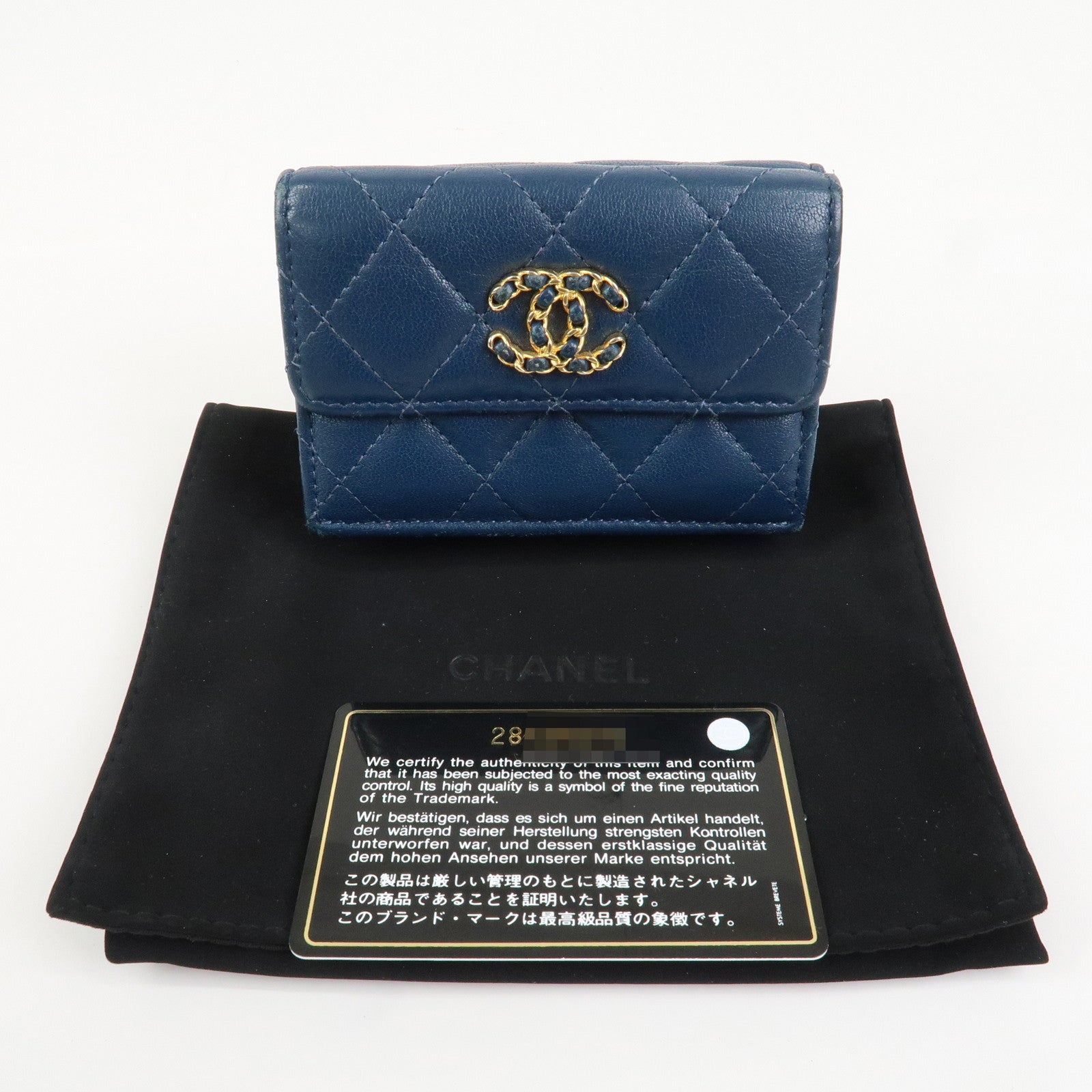 CHANEL COCO Mark Matelasse CHANEL19 Tri-fold Compact Wallet AP0727