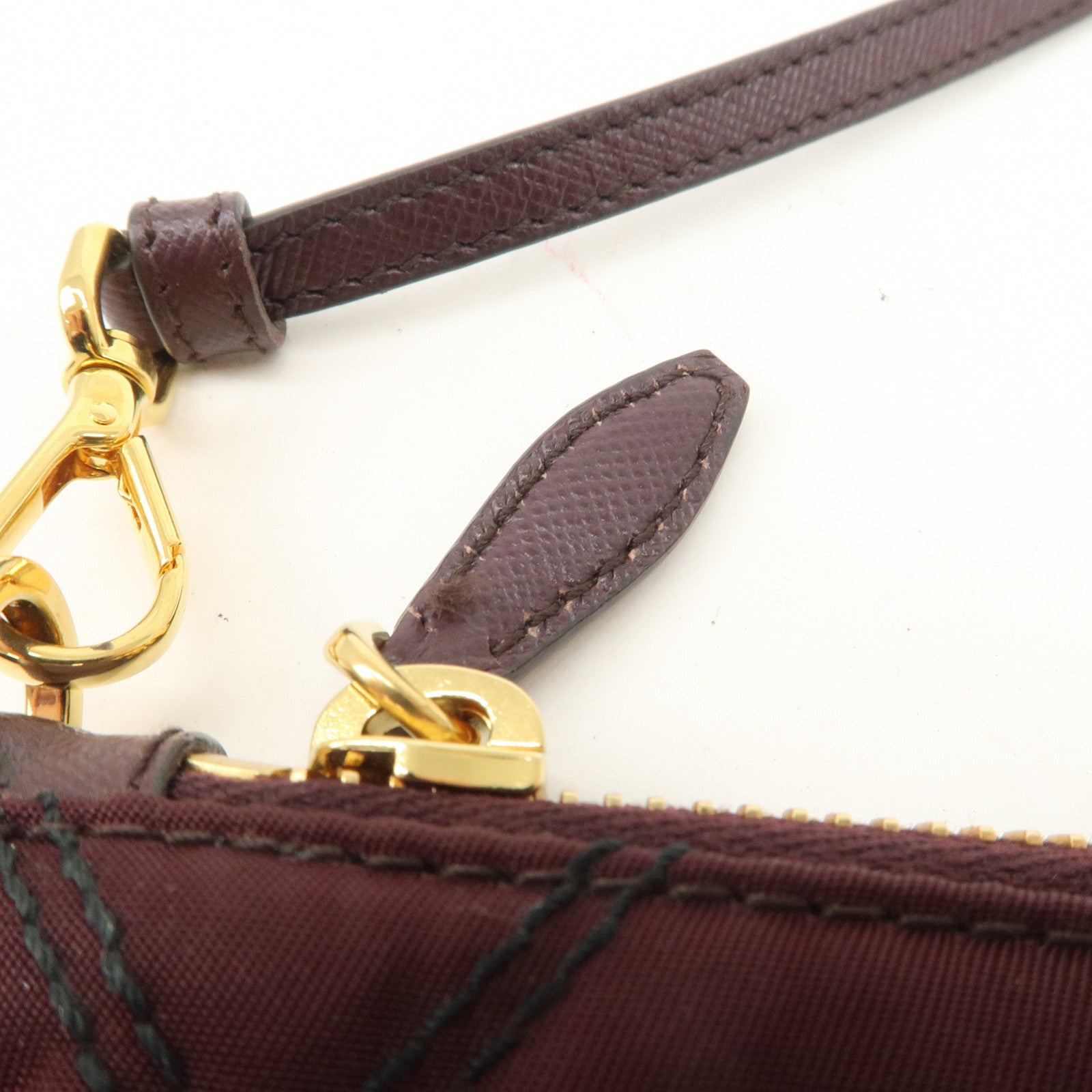 PRADA Logo TESSUTO IMPUNTU Nylon Leather Hand Bag Bordeaux 1NH545