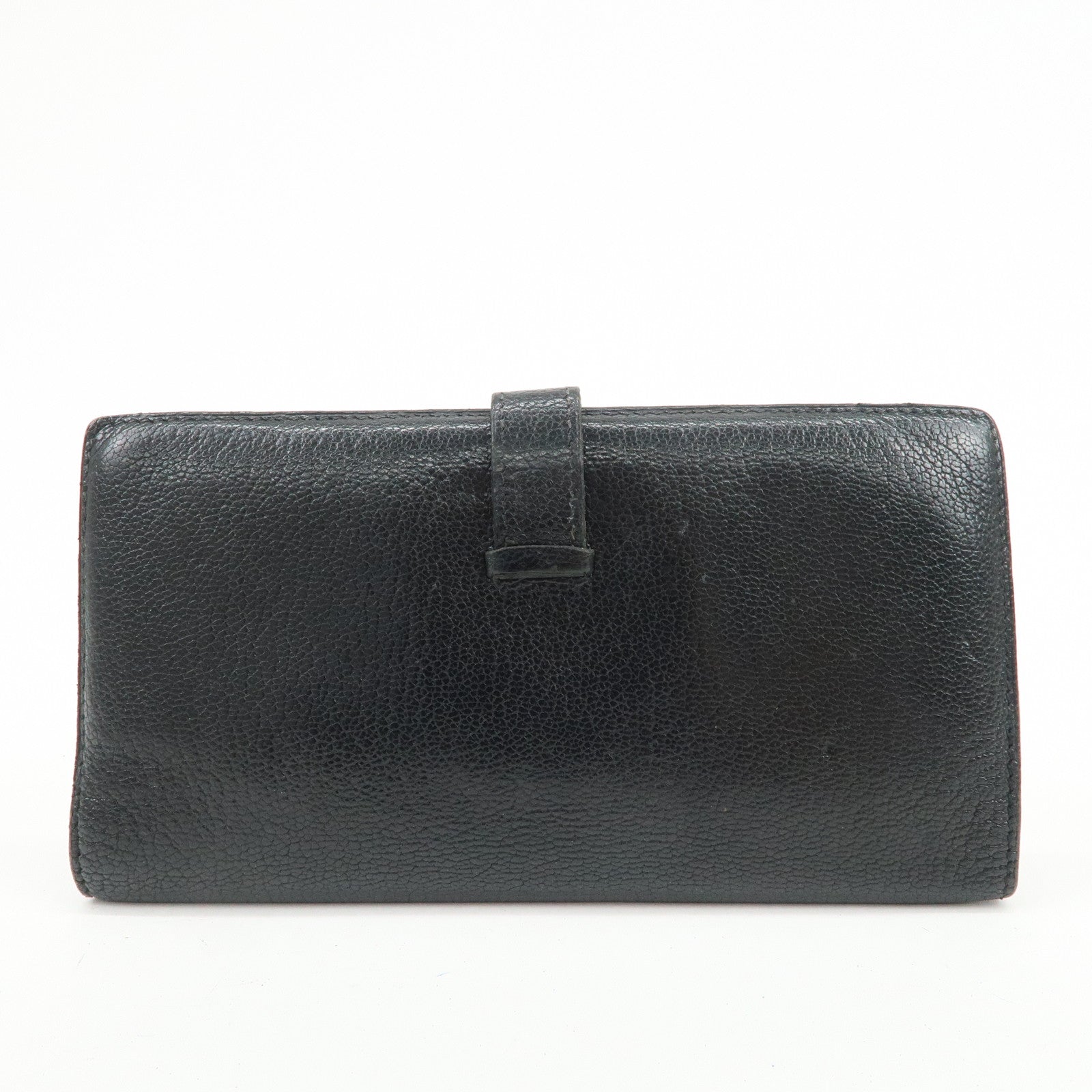 HERMES Bearn Veau Epsom Leather Bi-fold Long Wallet Black