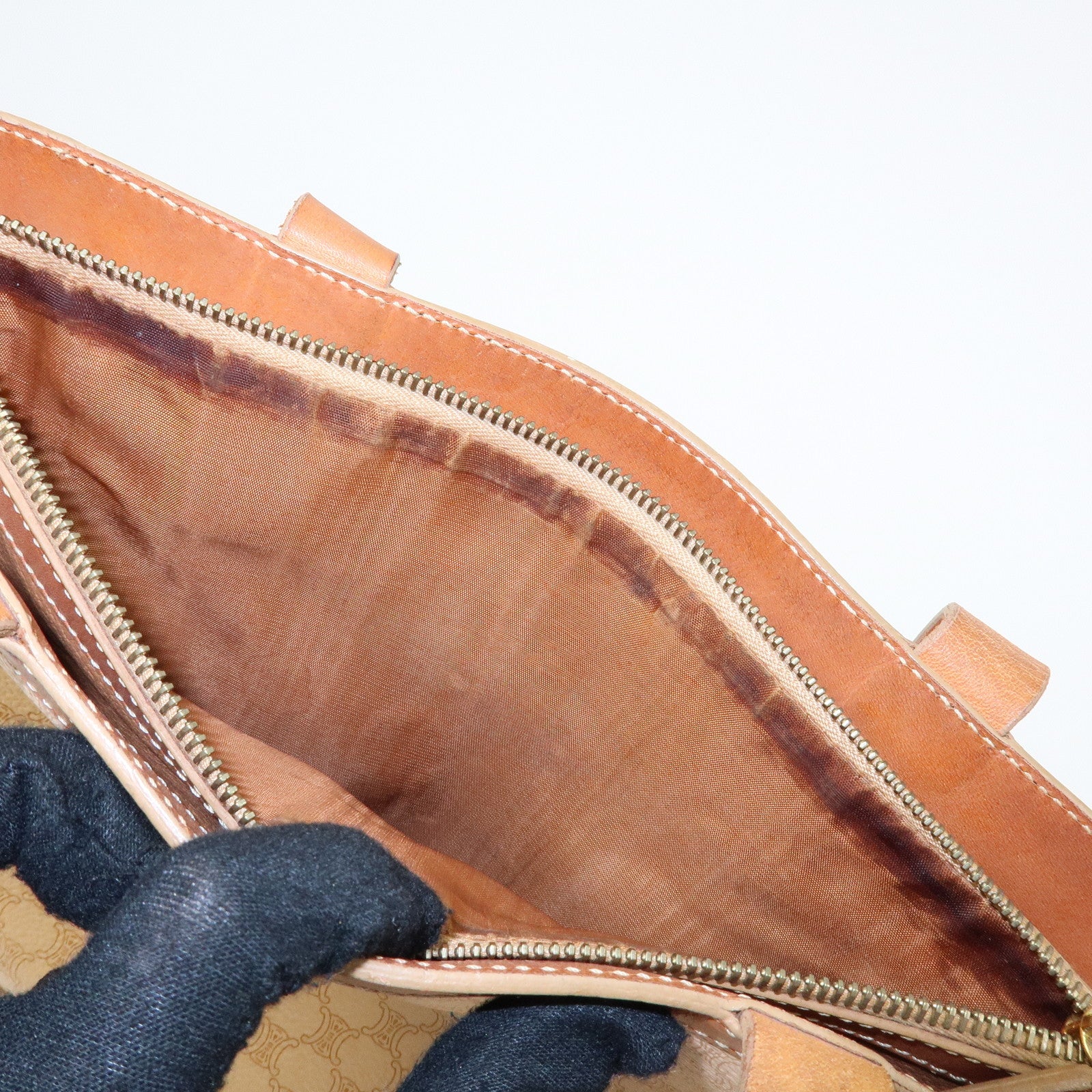 CELINE Macadam PVC Leather Tote Bag Shoulder Bag Beige Light Brown