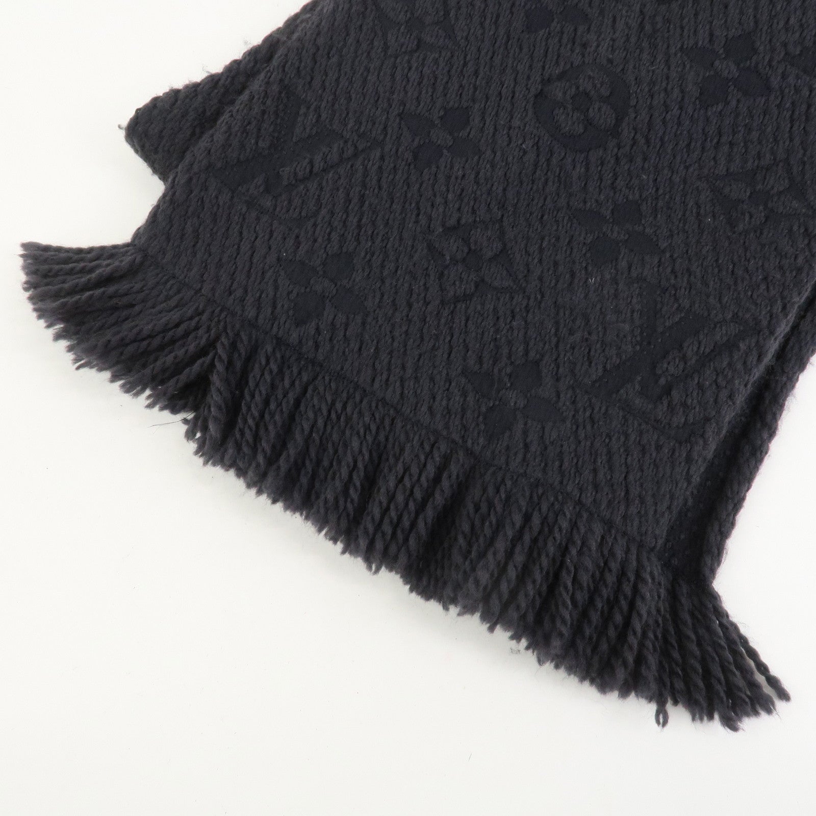 Louis Vuitton Echarpe Logomania Wool Silk Scarf Black M72431