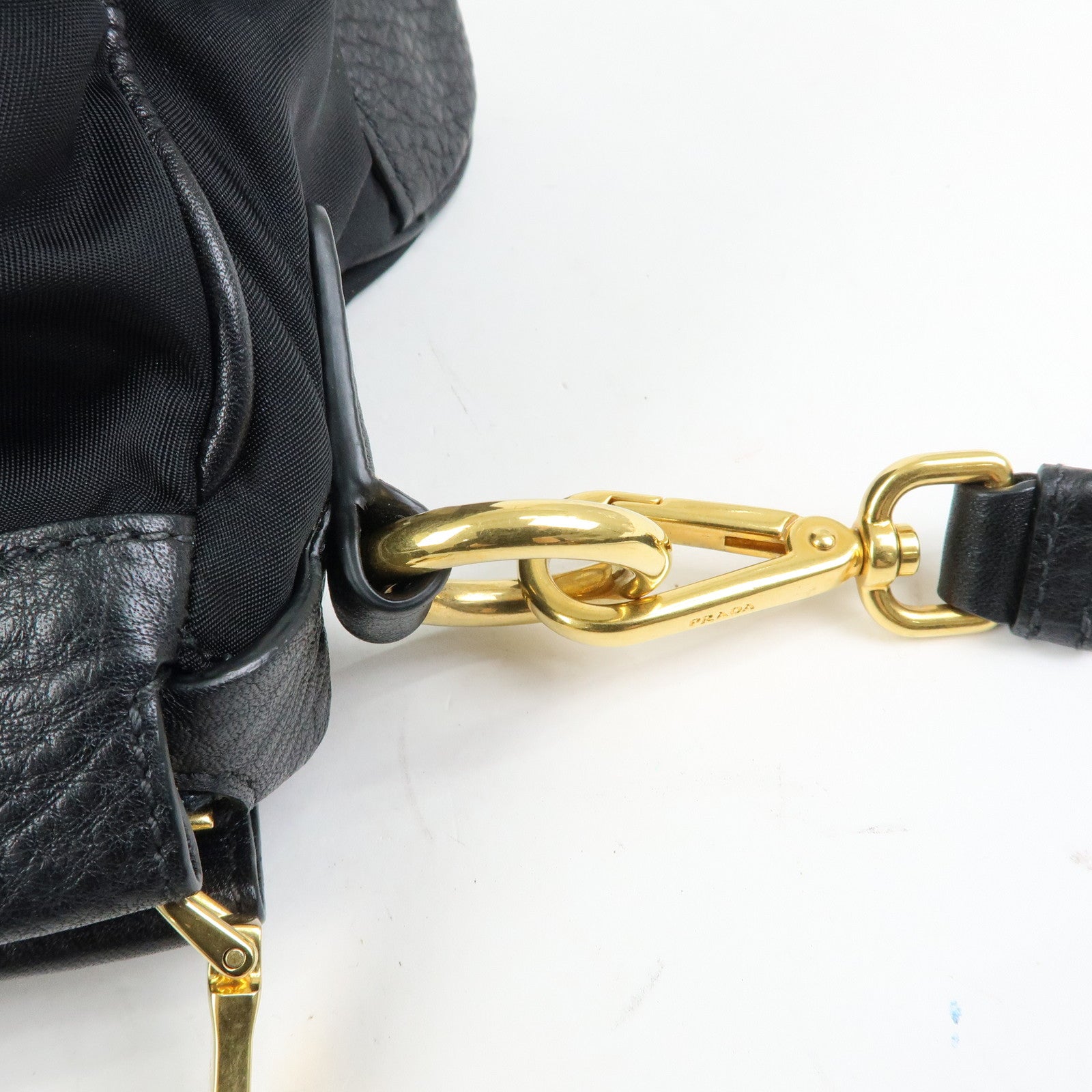 PRADA Logo Nylon Leather 2Way Shoulder Bag Hand Bag Black BN2032