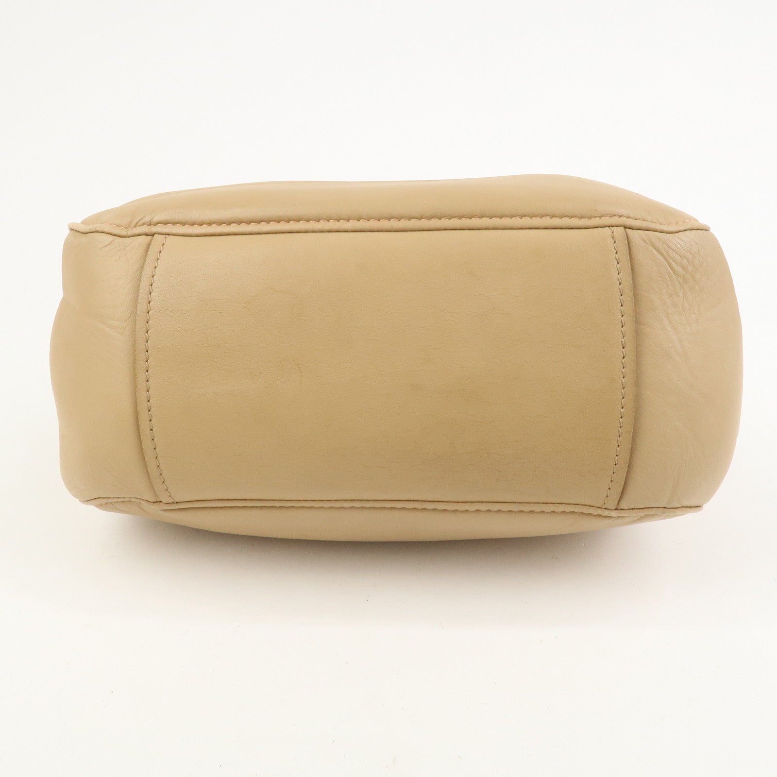 MIU MIU Logo Leather Shoulder Bag Hand Bag Light Brown RR1378