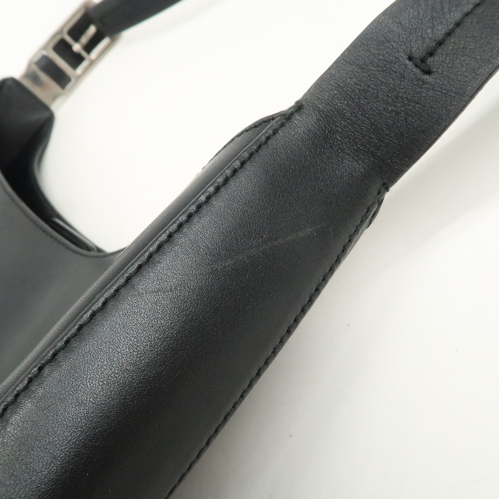 PRADA Logo Leather Shoulder Bag Crossbody Bag Black