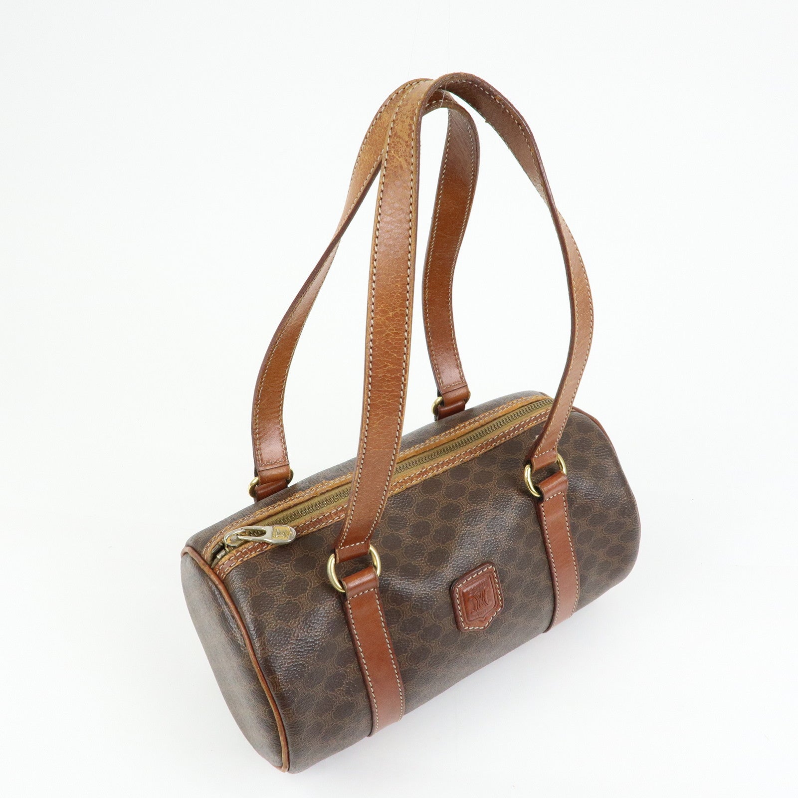 CELINE Macadam PVC Leather Shoulder Bag Hand Bag Brown