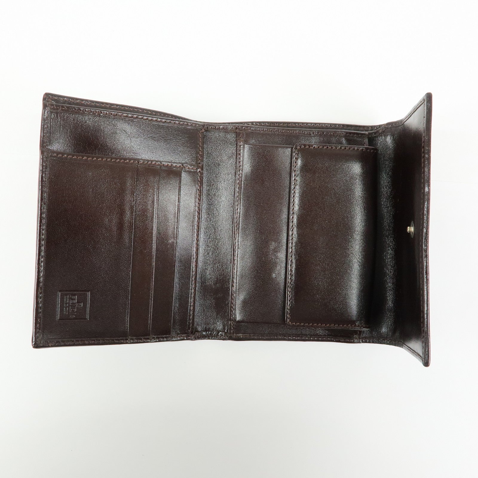 FENDI Zucca Canvas Leather Compact Wallet Brown 2270・30729・008