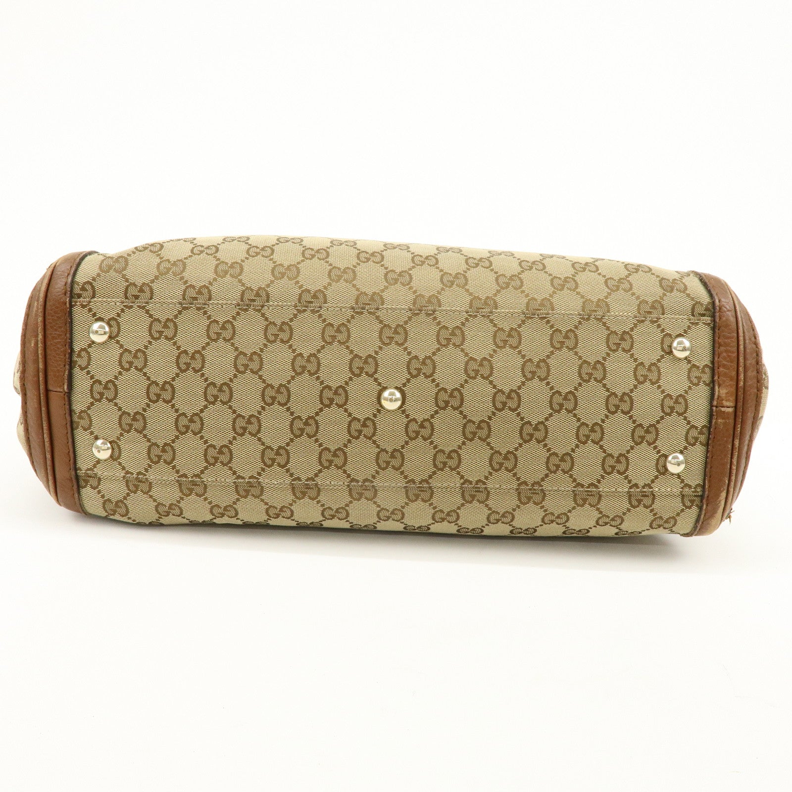 GUCCI Bamboo GG Canvas Leather Tote Bag Hand Bag Brown 269945