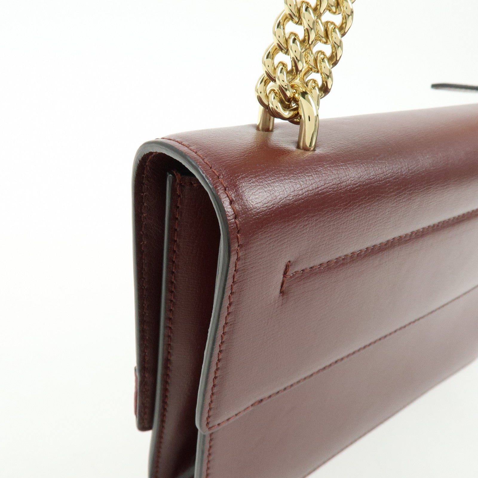 Ferragamo Vara Ribbon Leather Chain Shoulder Bag Bordeaux