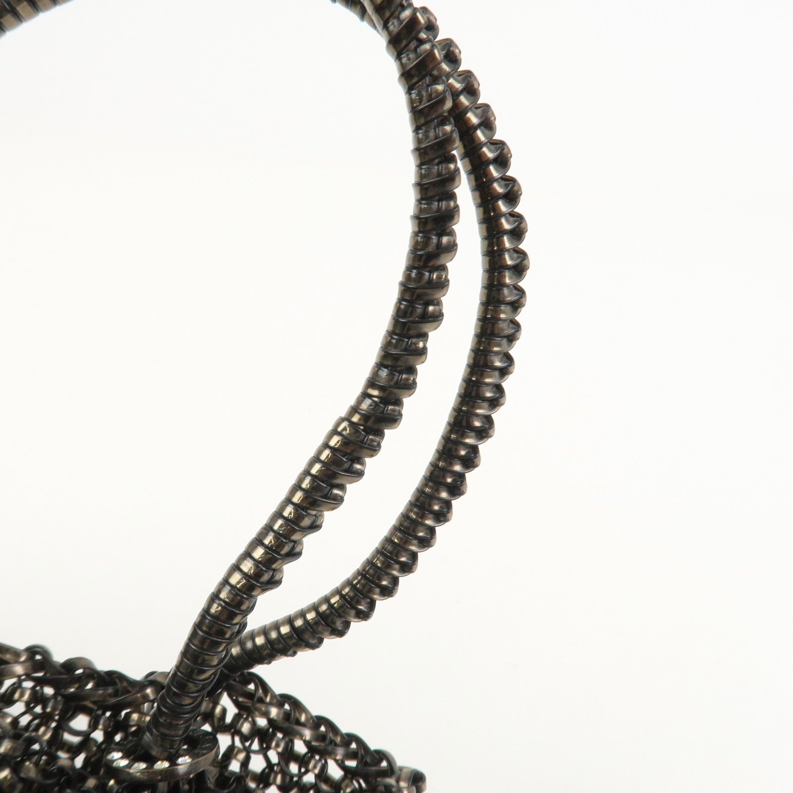 ANTEPRIMA Wire Bag PVC Leather Hand Bag Flower Motif Black Gold