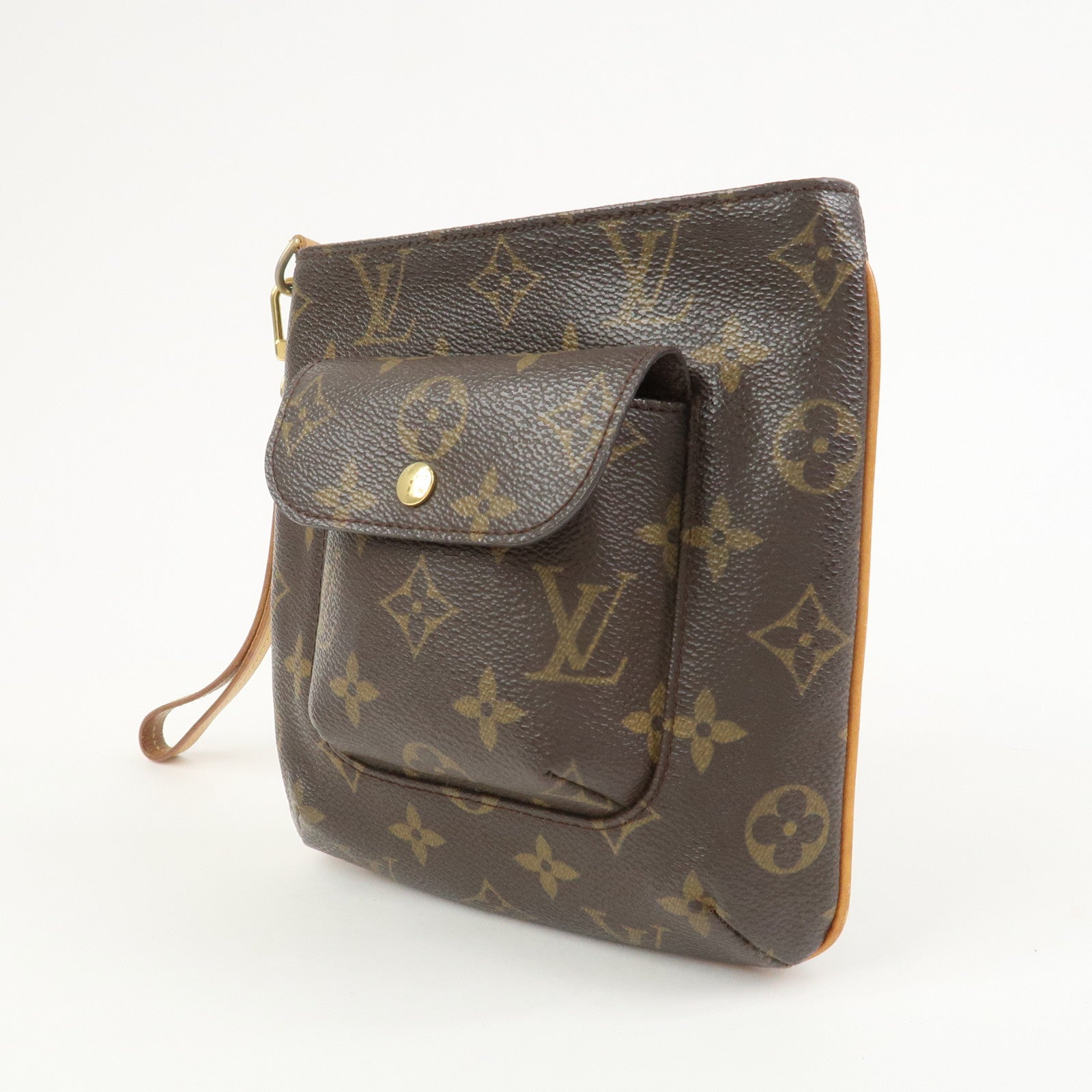 Louis Vuitton Monogram Partition Pouch Wristlet Bag Brown M51901