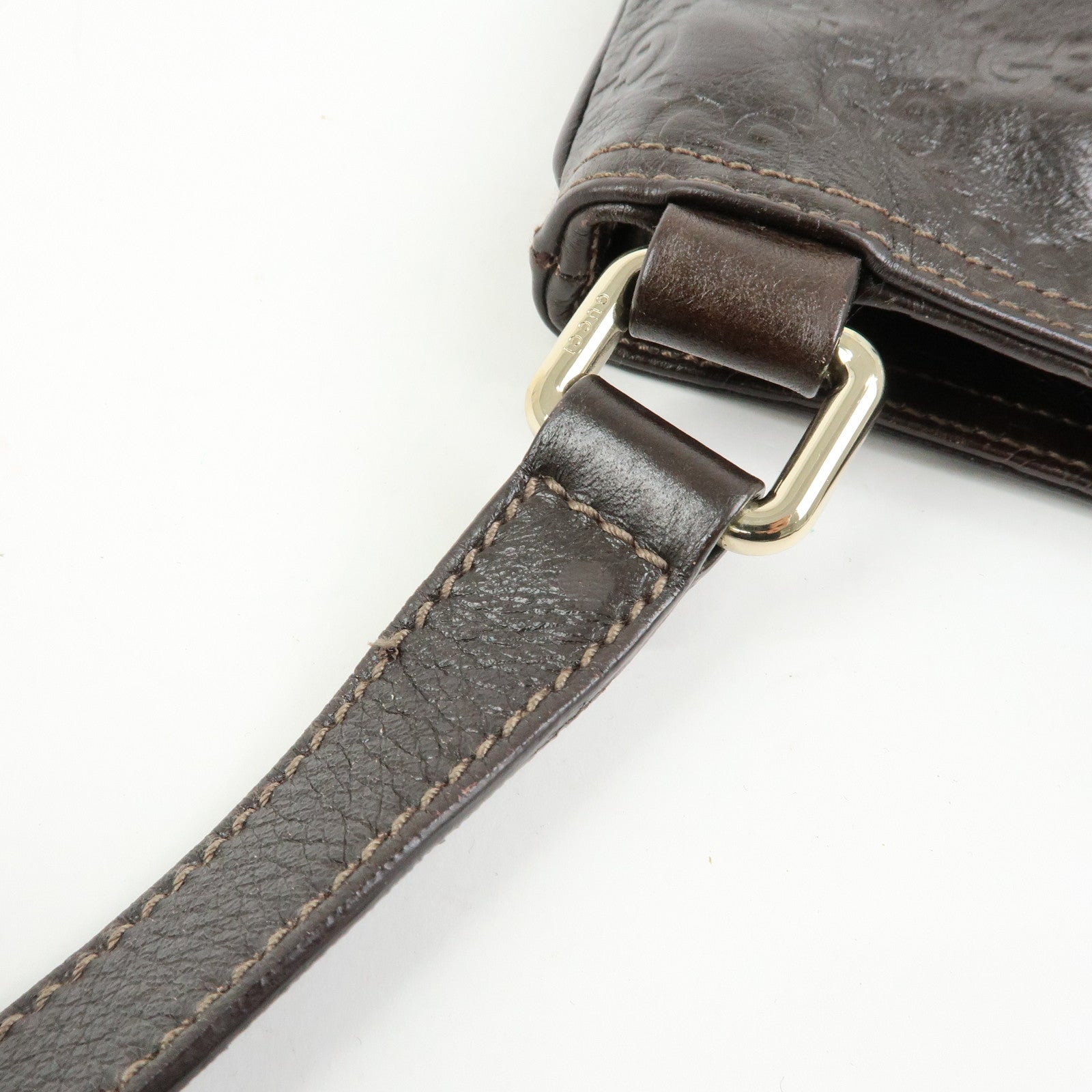 GUCCI Guccissima Leather Shoulder Bag Crossbody Bag Dark Brown