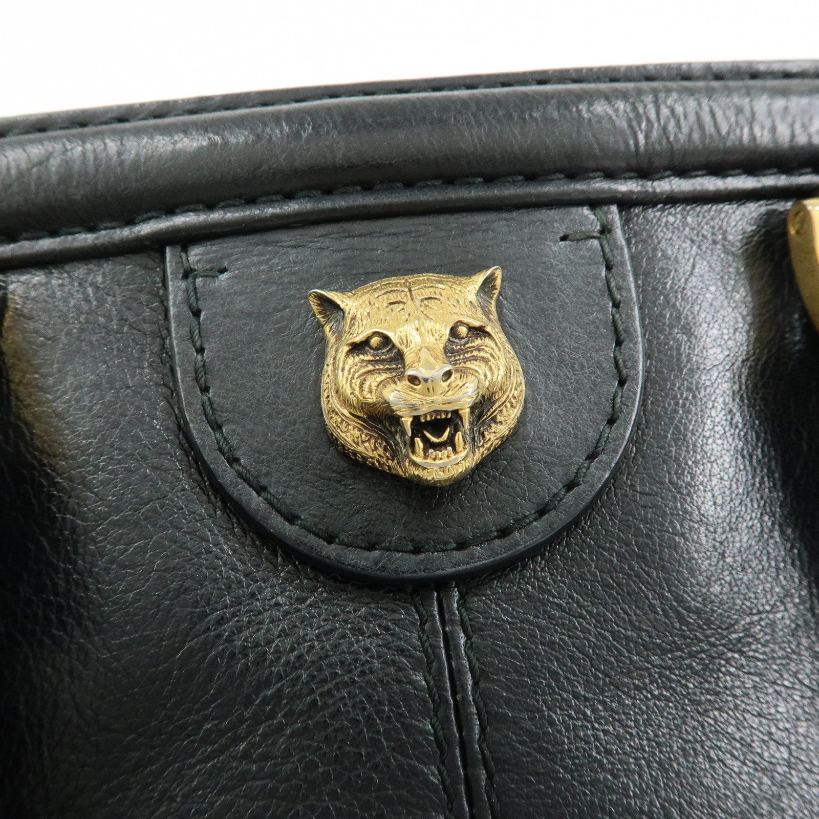 GUCCI GG Marmont Tiger Head Leather 2Way Bag Hand Bag Black 516459