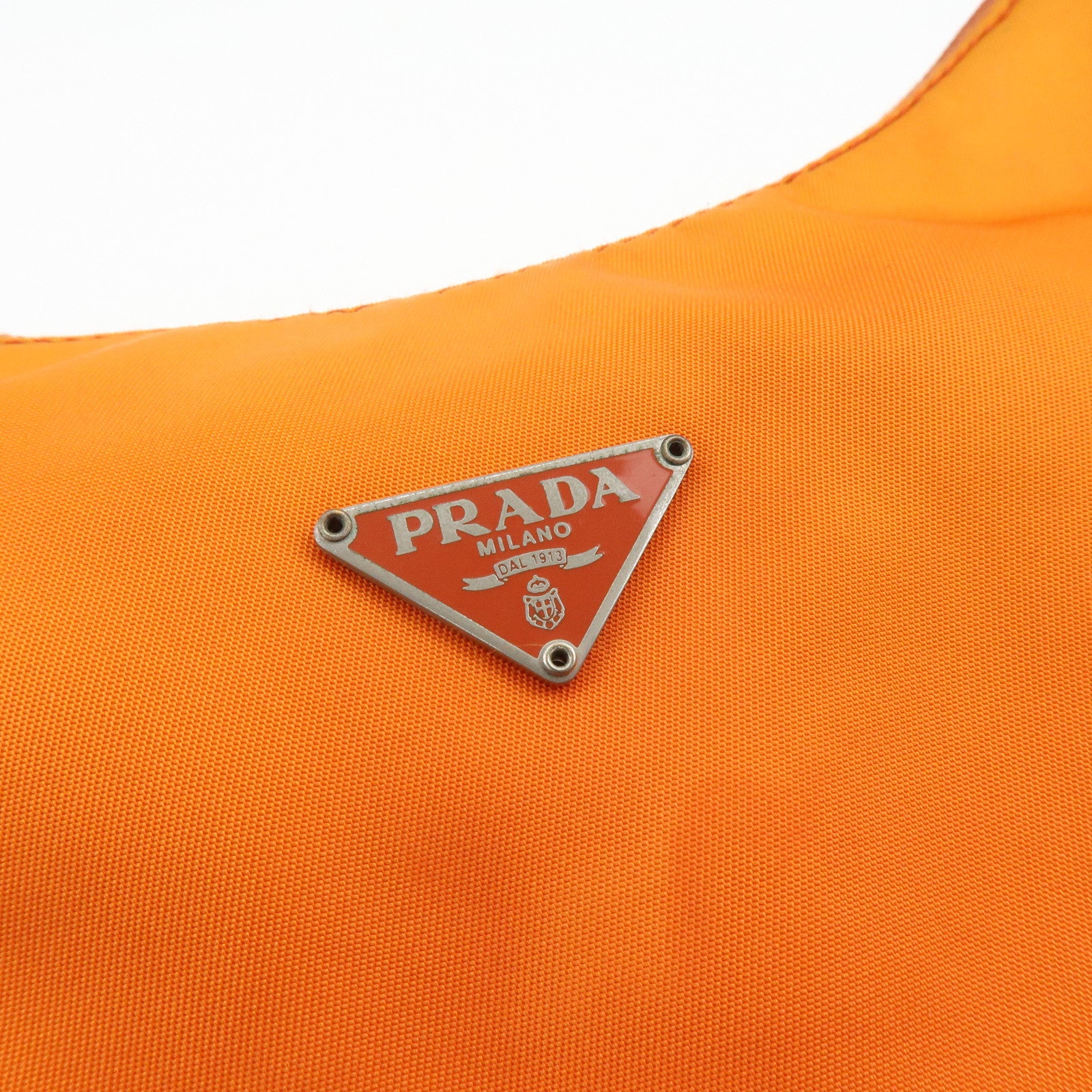PRADA Triangle Logo Nylon Hand Bag Shoulder Bag Orange Beige
