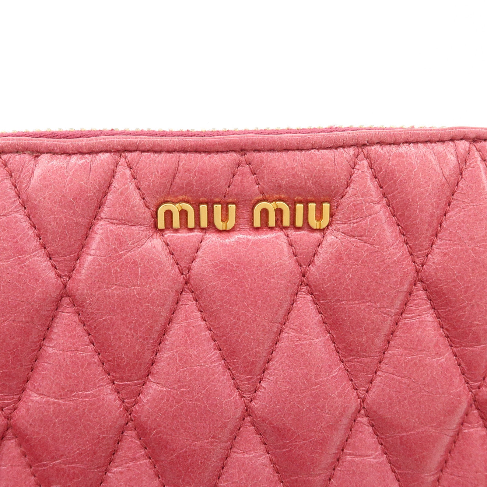 MIUMIU  Leather 2Way Shoulder Crossbody Bag Clutch Bag Pink Used