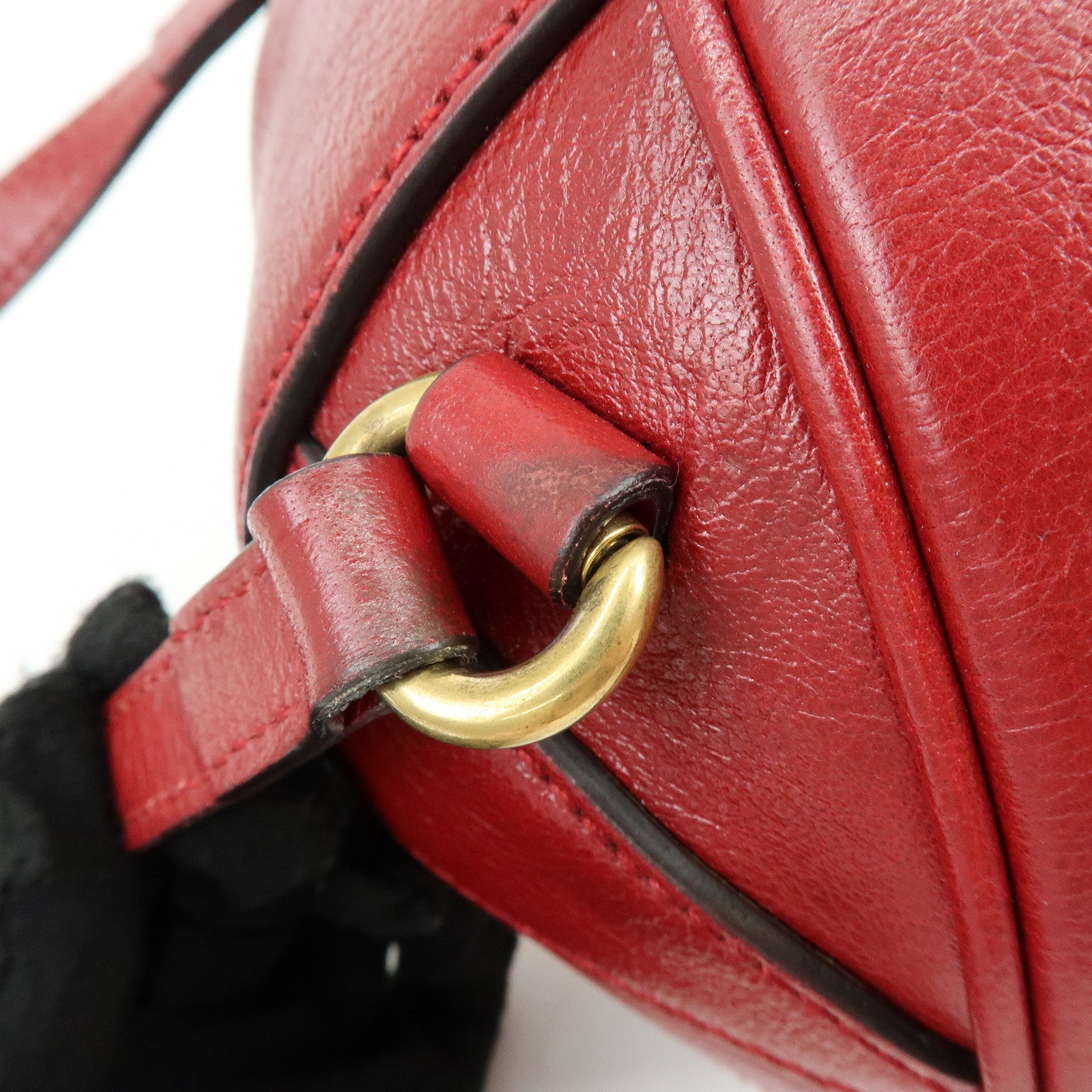 GUCCI Leather Basketball Shaped Mini Hand Shoulder Bag Red 547855