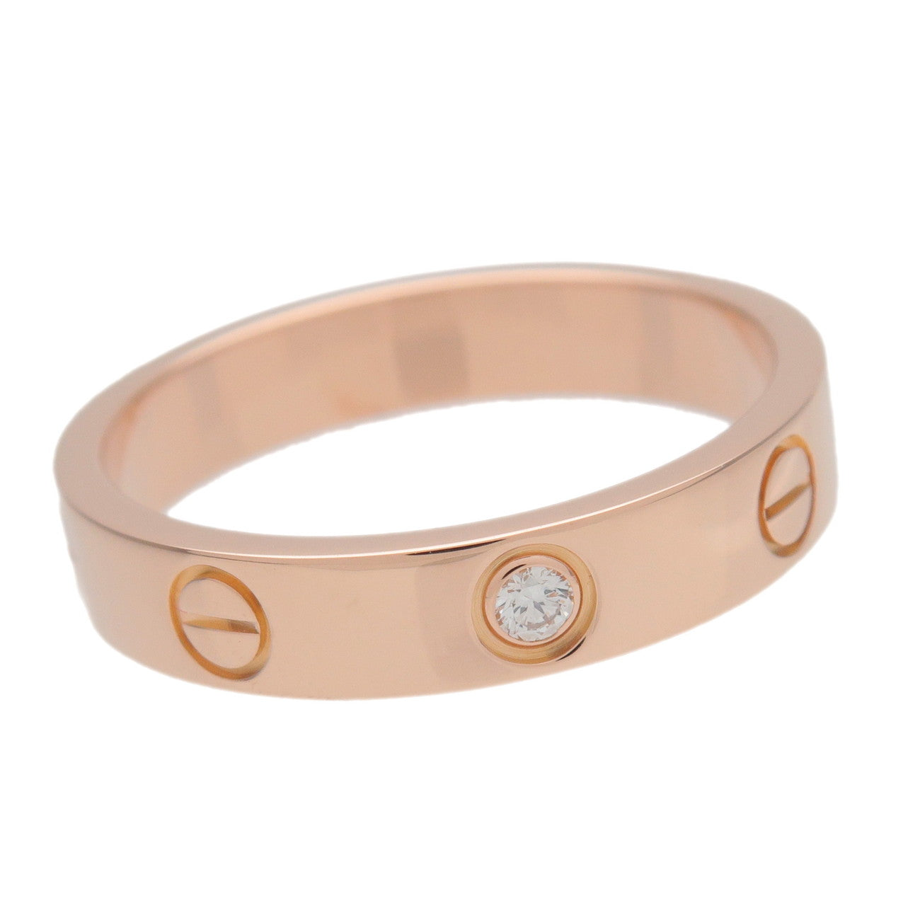 Cartier Mini Love Ring 1P Diamond #53 K18 750PG Rose Gold US6.5